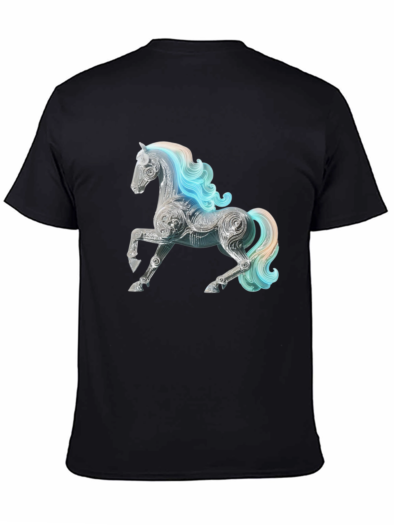 Abstract Horse Graphic Tee - Stylish Mens Black T-Shirt