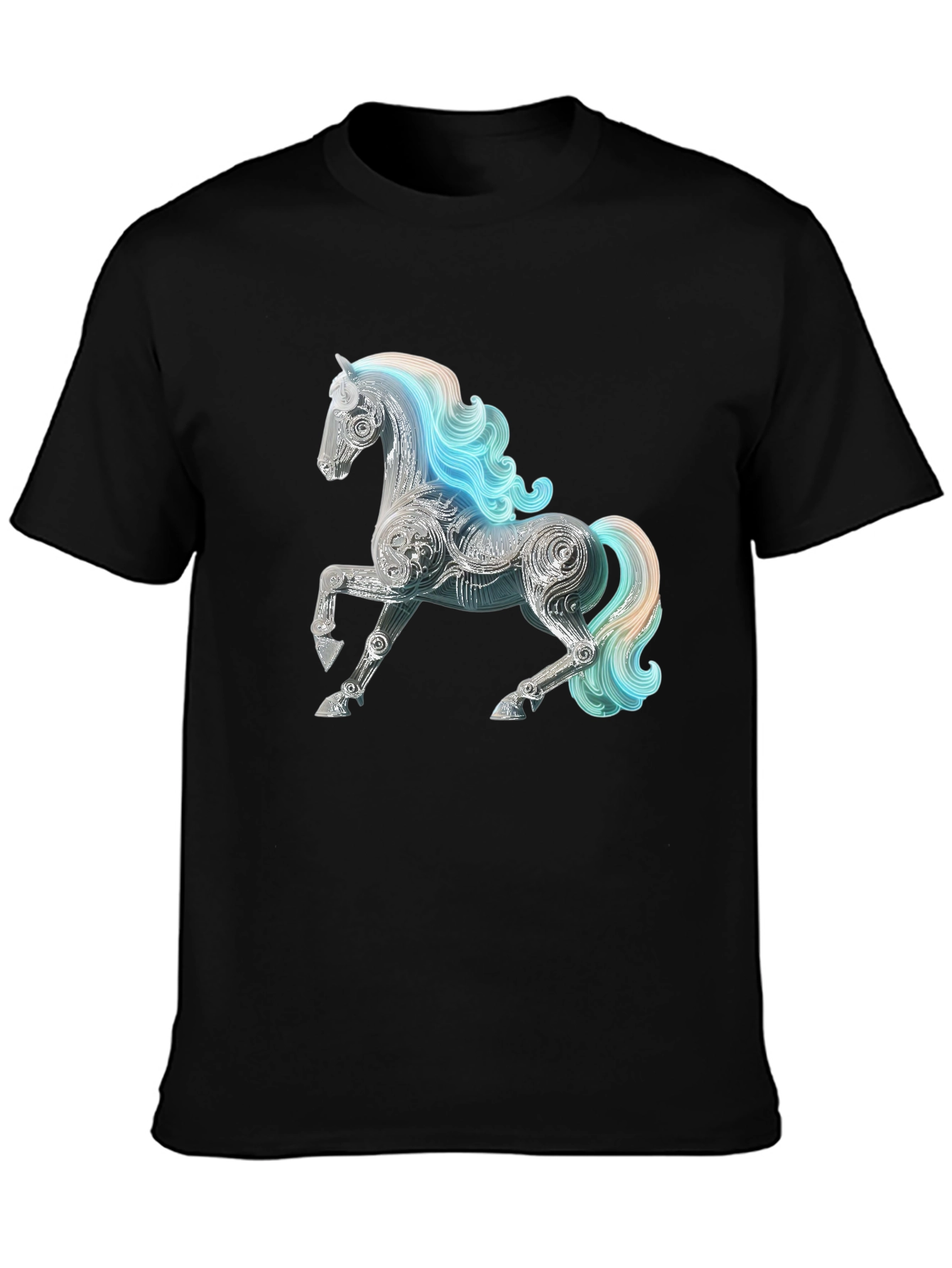 Abstract Horse Graphic Tee - Stylish Mens Black T-Shirt