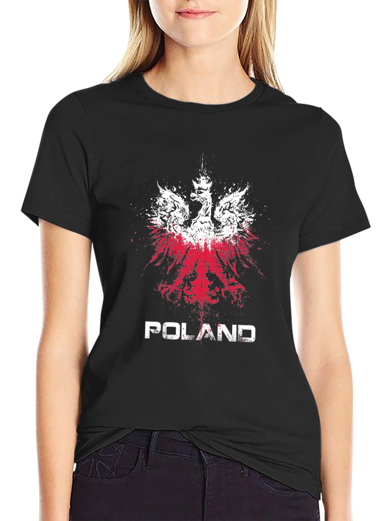 Poland Flag Eagle Black T-Shirt
