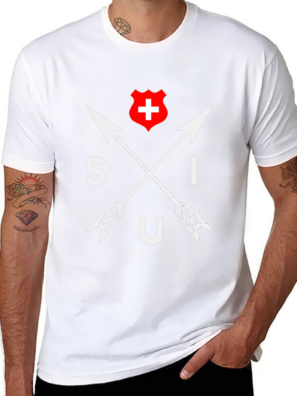 SIU Switzerland Arrow T-Shirt - Black Cotton Tee