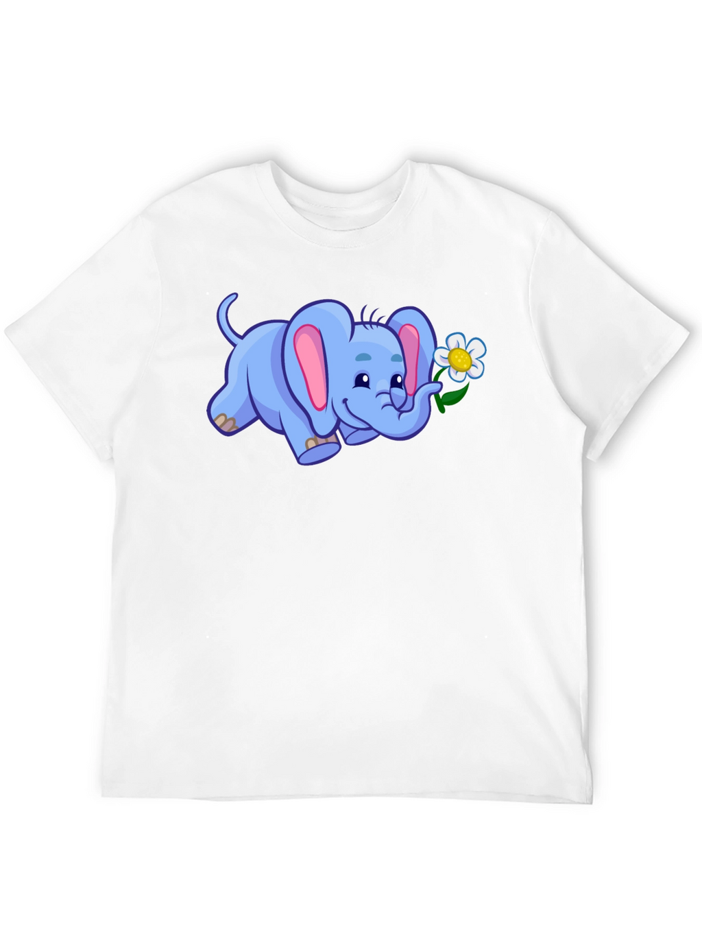 Cute Elephant with Flower Graphic T-Shirt