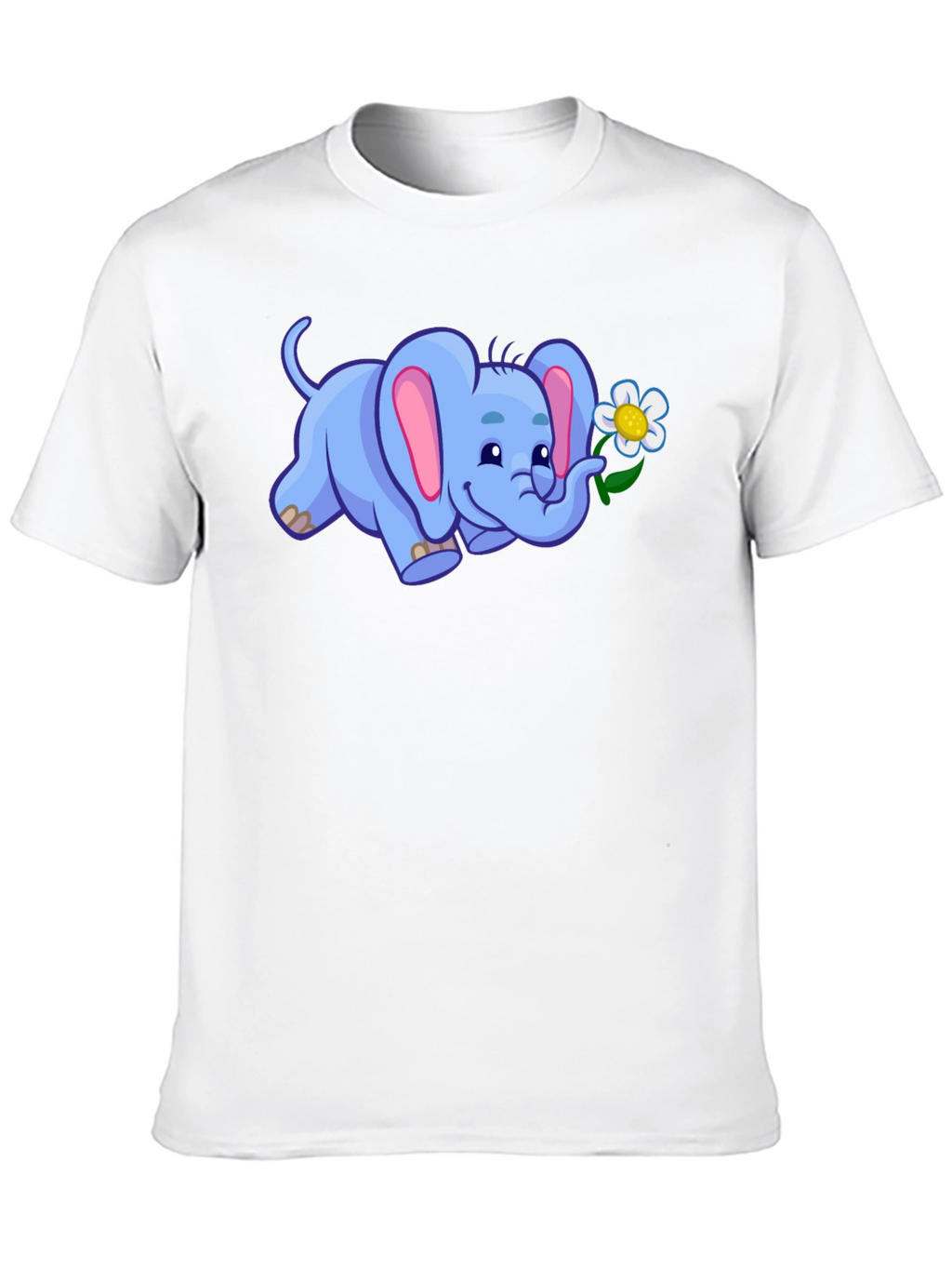 Cute Elephant with Flower Graphic T-Shirt