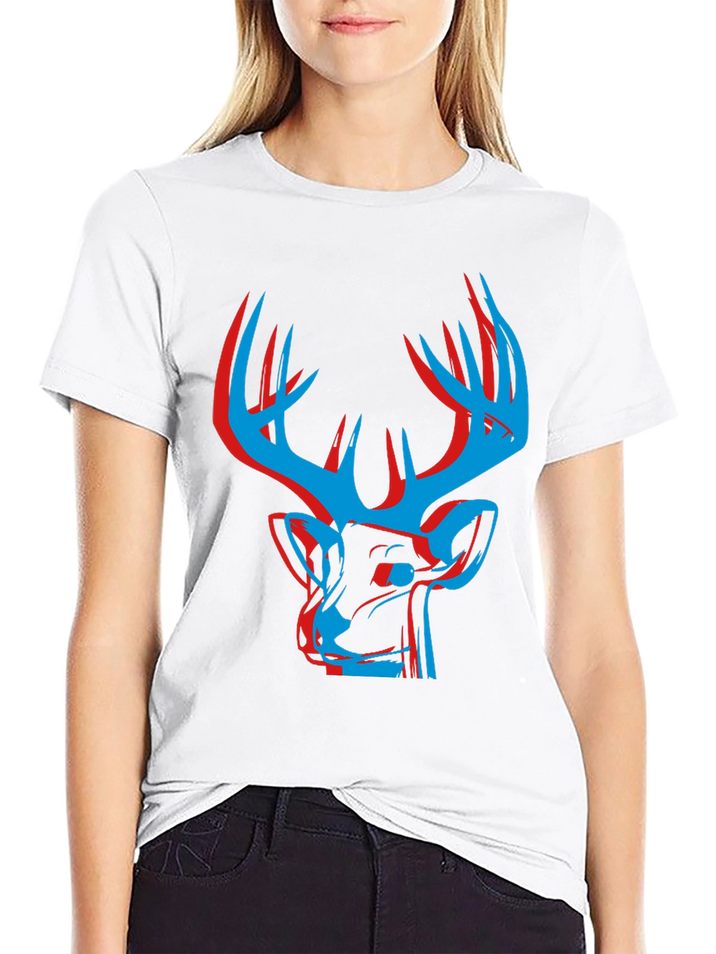 Modern Deer Graphic Tee - Black