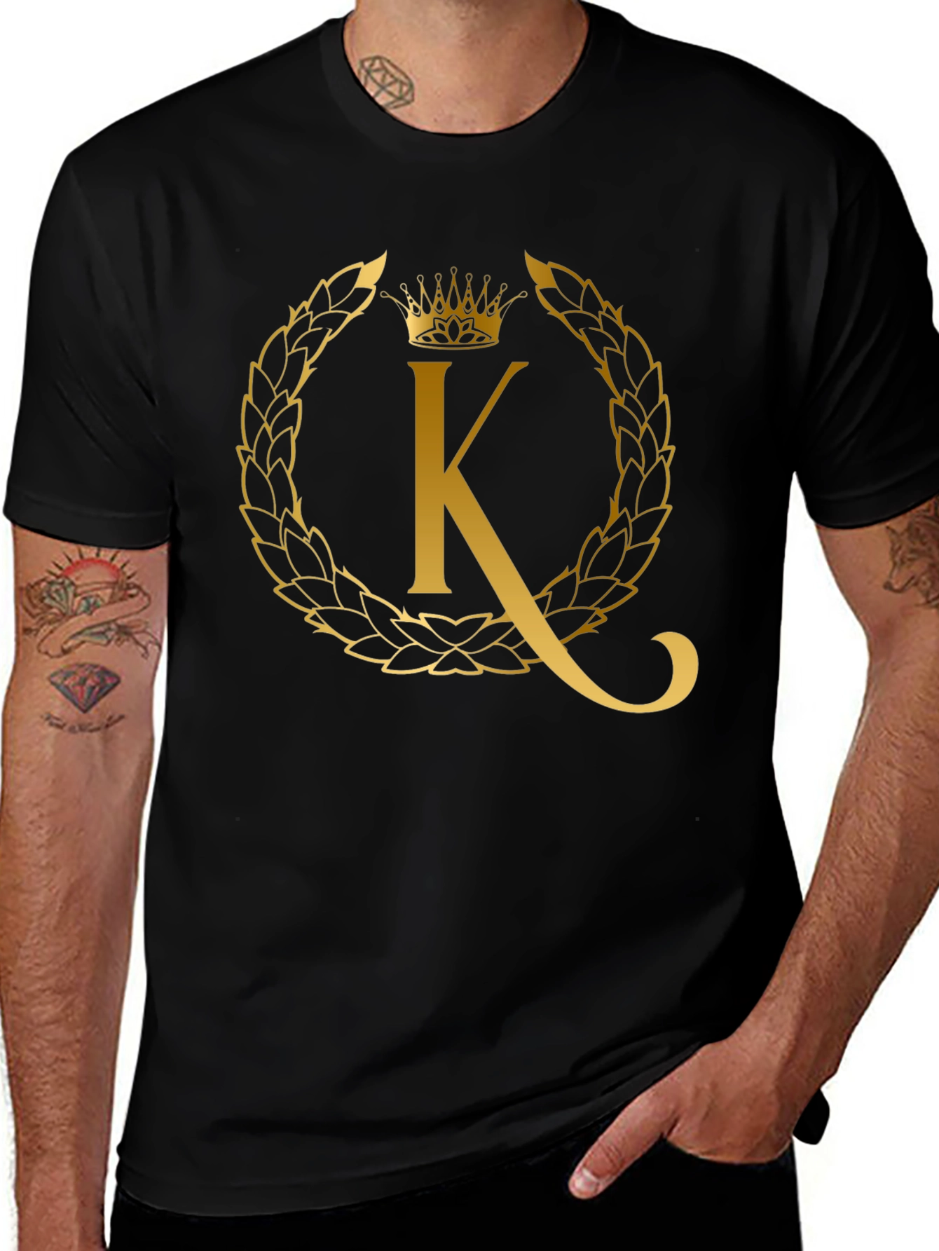Golden K Crown Tee - Stylish Mens Graphic T-Shirt