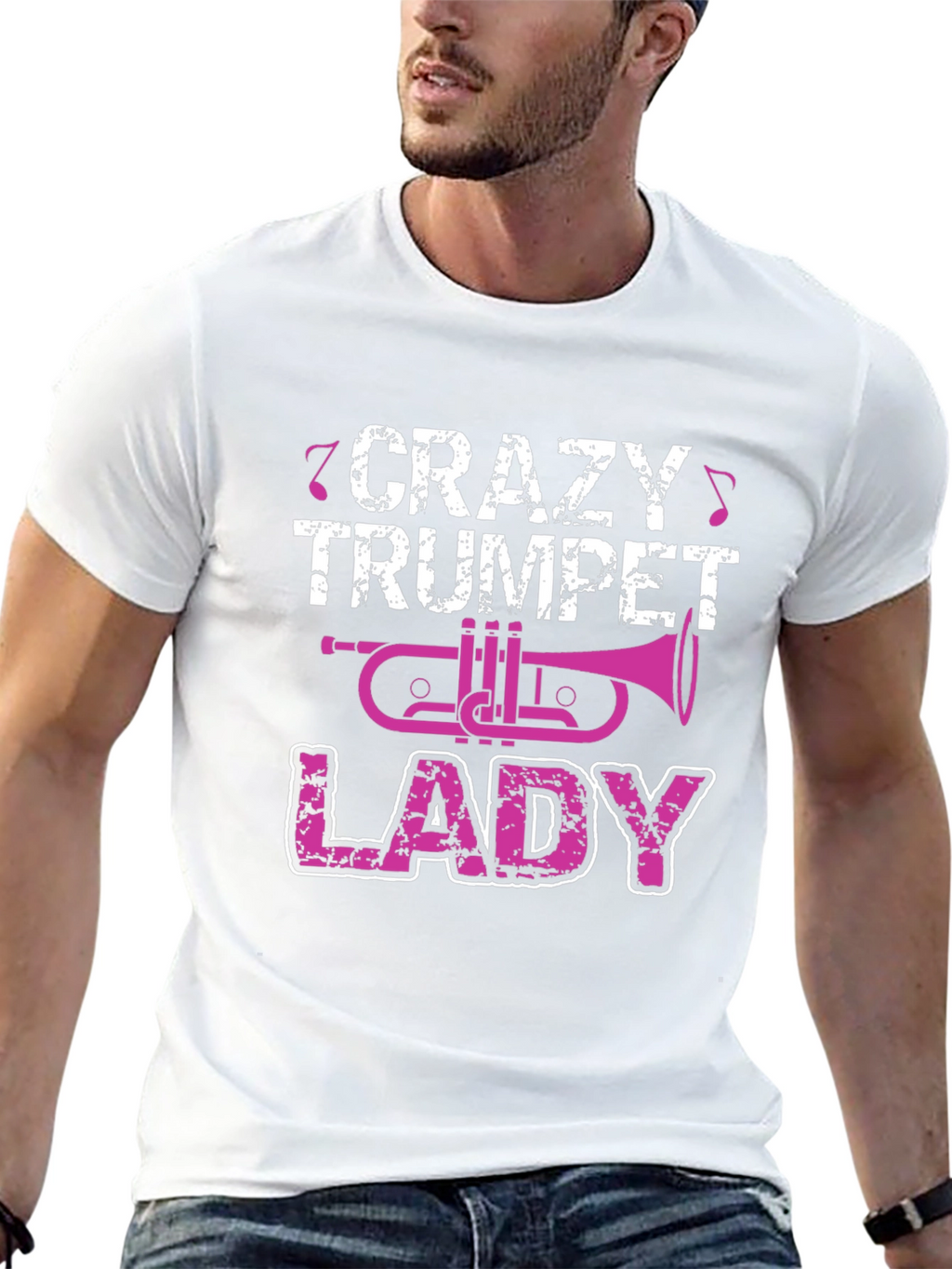 Crazy Trumpet Lady Graphic T-Shirt