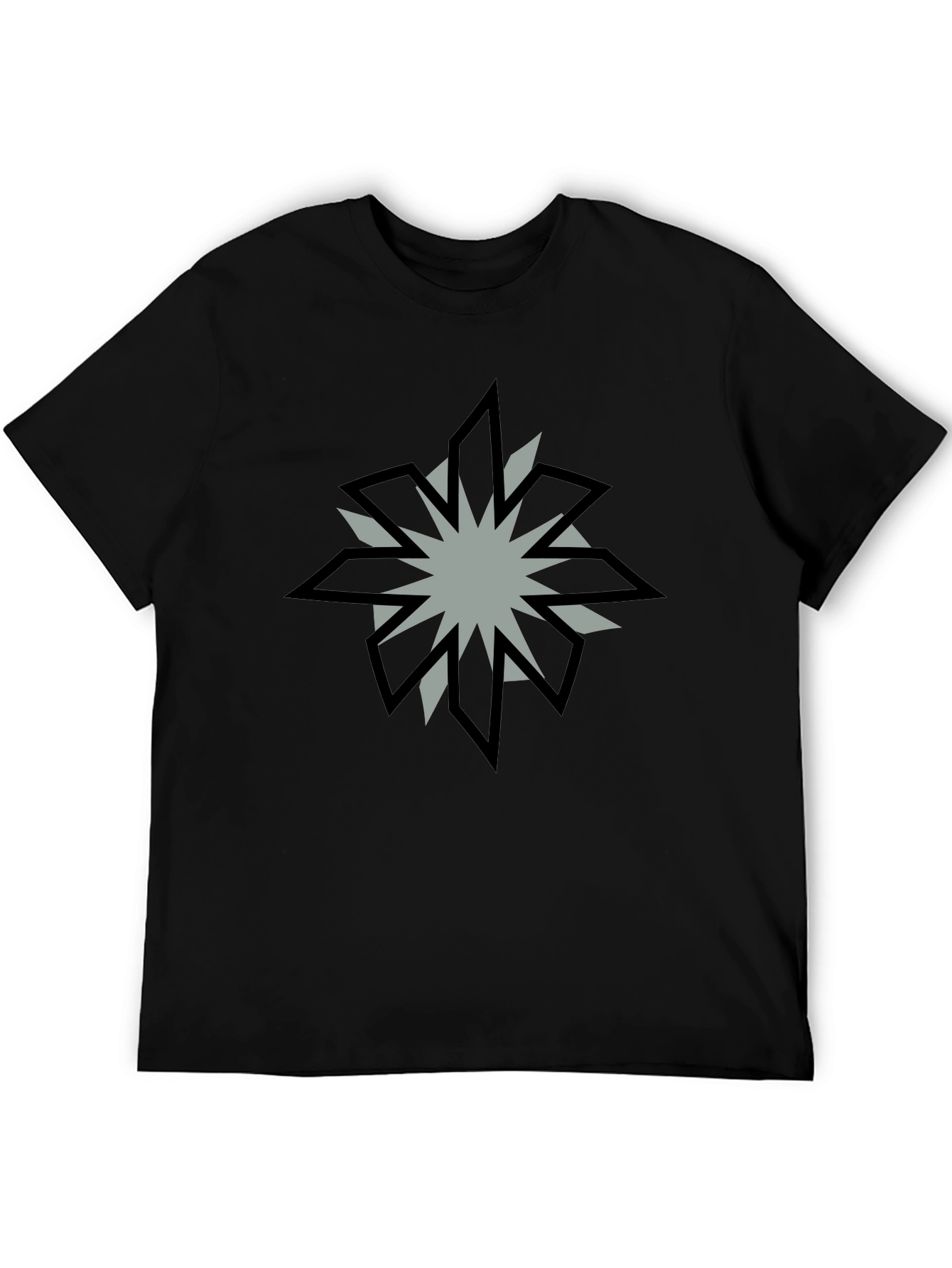 Geometric Starburst Graphic Black T-Shirt
