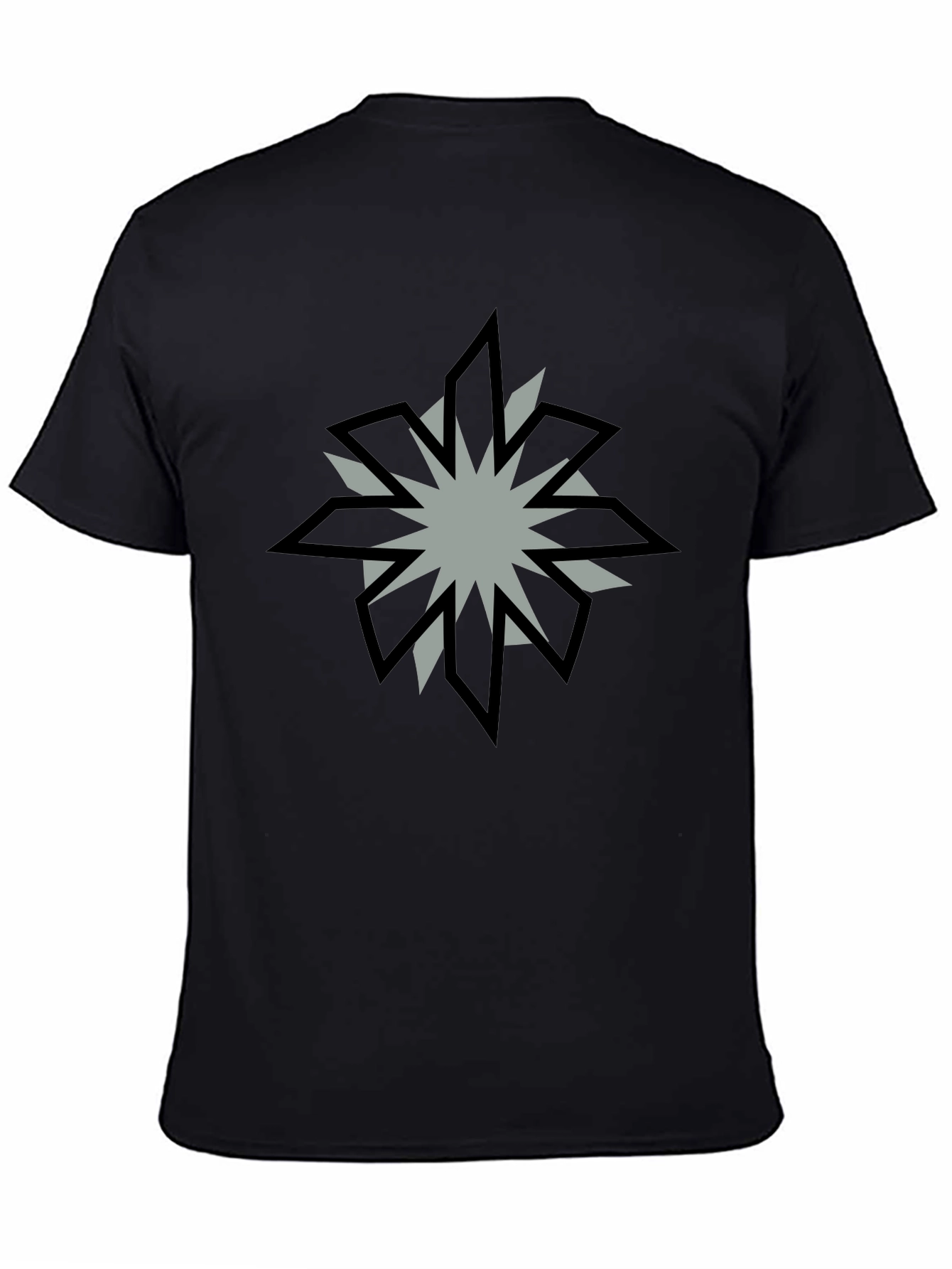 Geometric Starburst Graphic Black T-Shirt