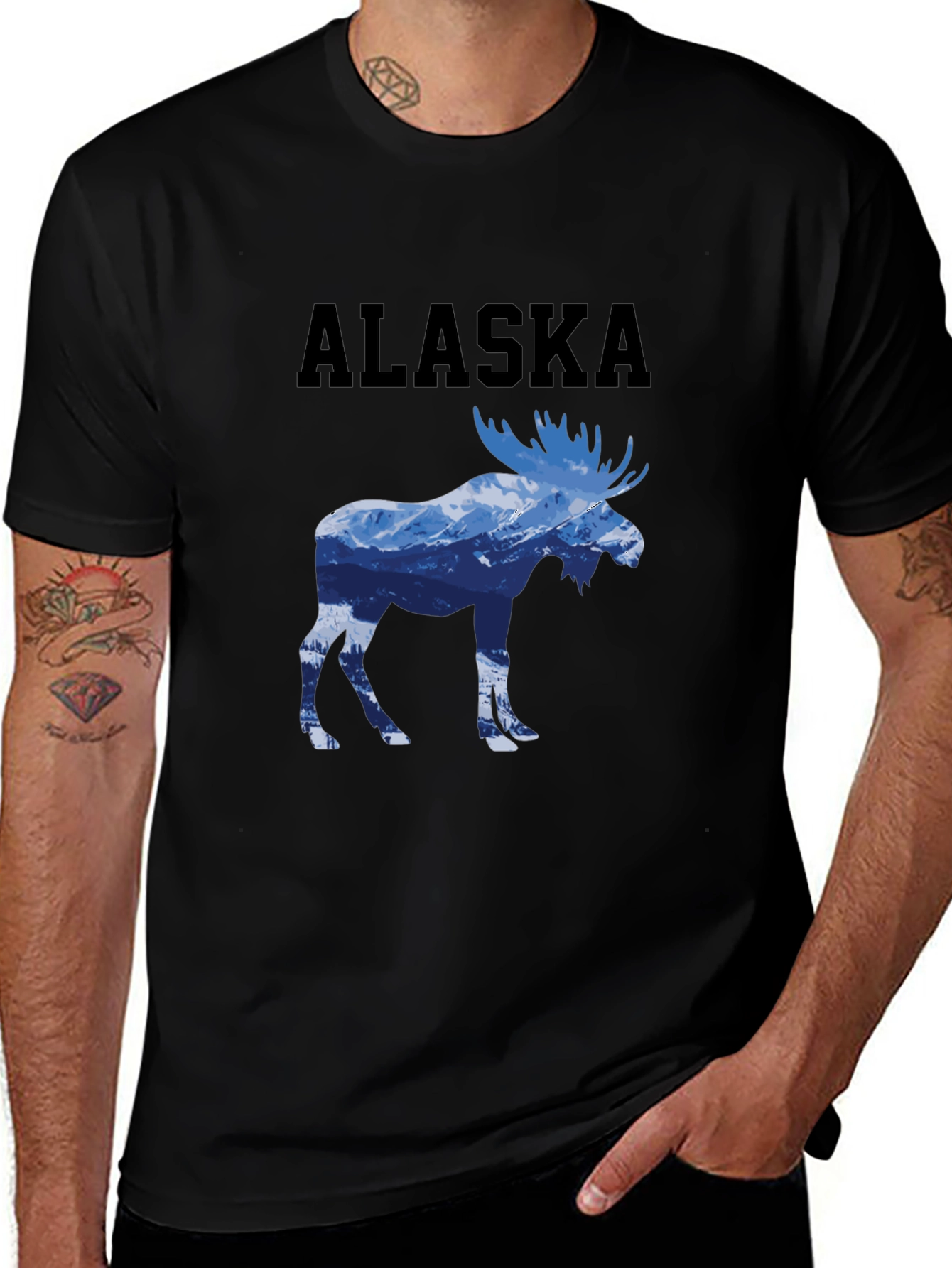 Alaska Moose Graphic Print T-Shirt