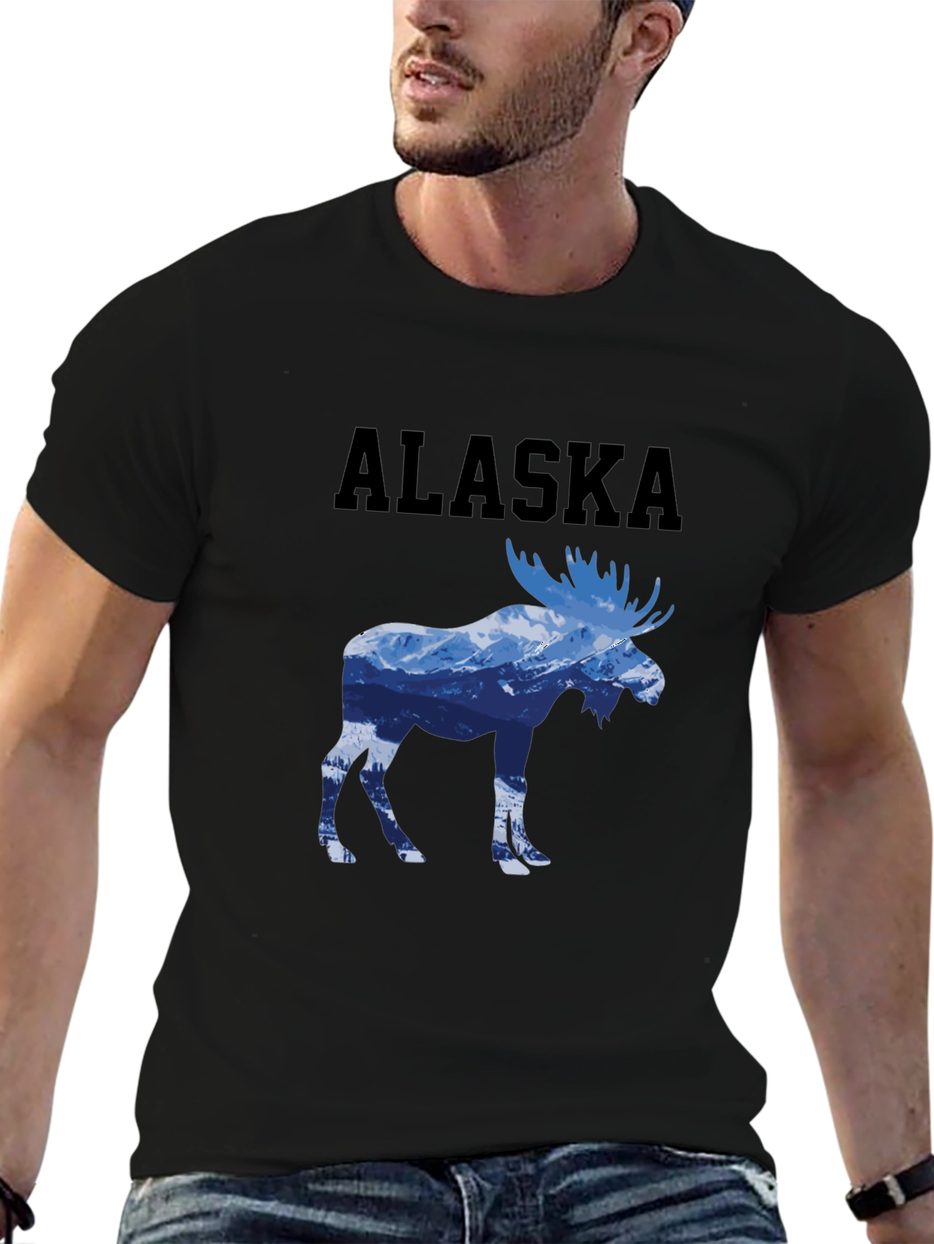 Alaska Moose Graphic Print T-Shirt