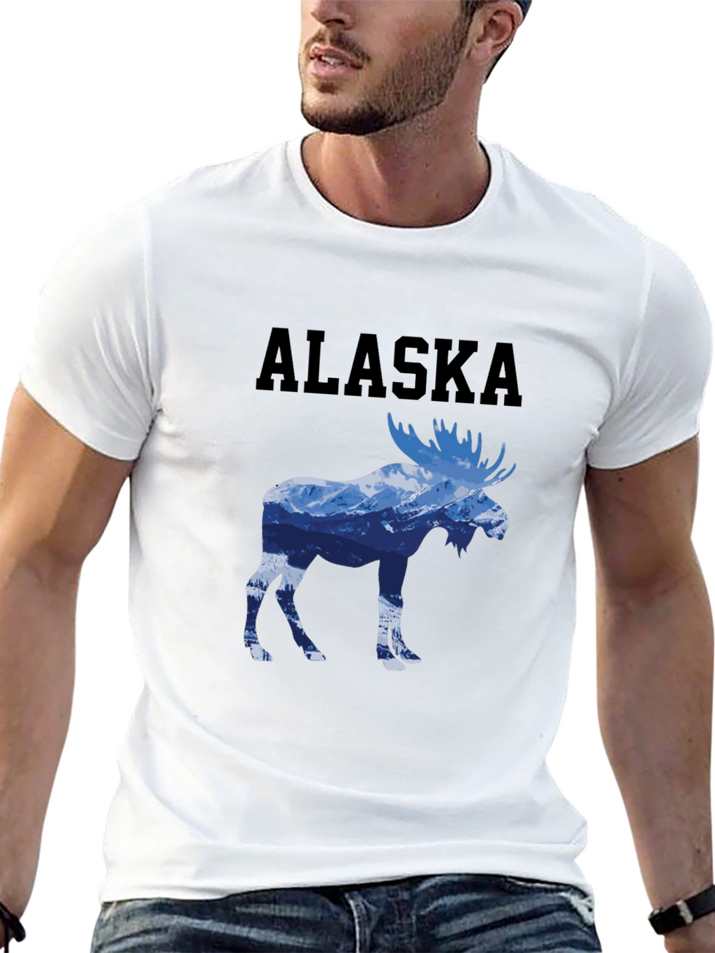 Alaska Moose Graphic Print T-Shirt