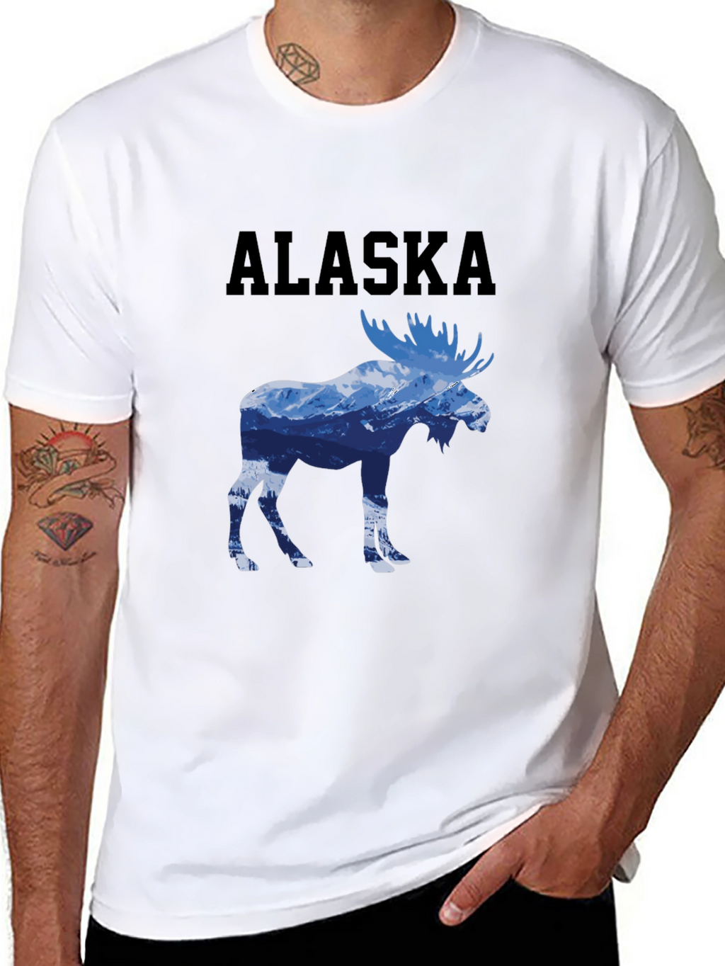 Alaska Moose Graphic Print T-Shirt