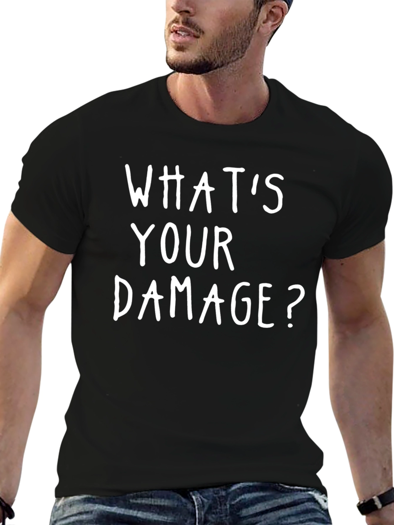 Whats Your Damage? Black Graphic T-Shirt