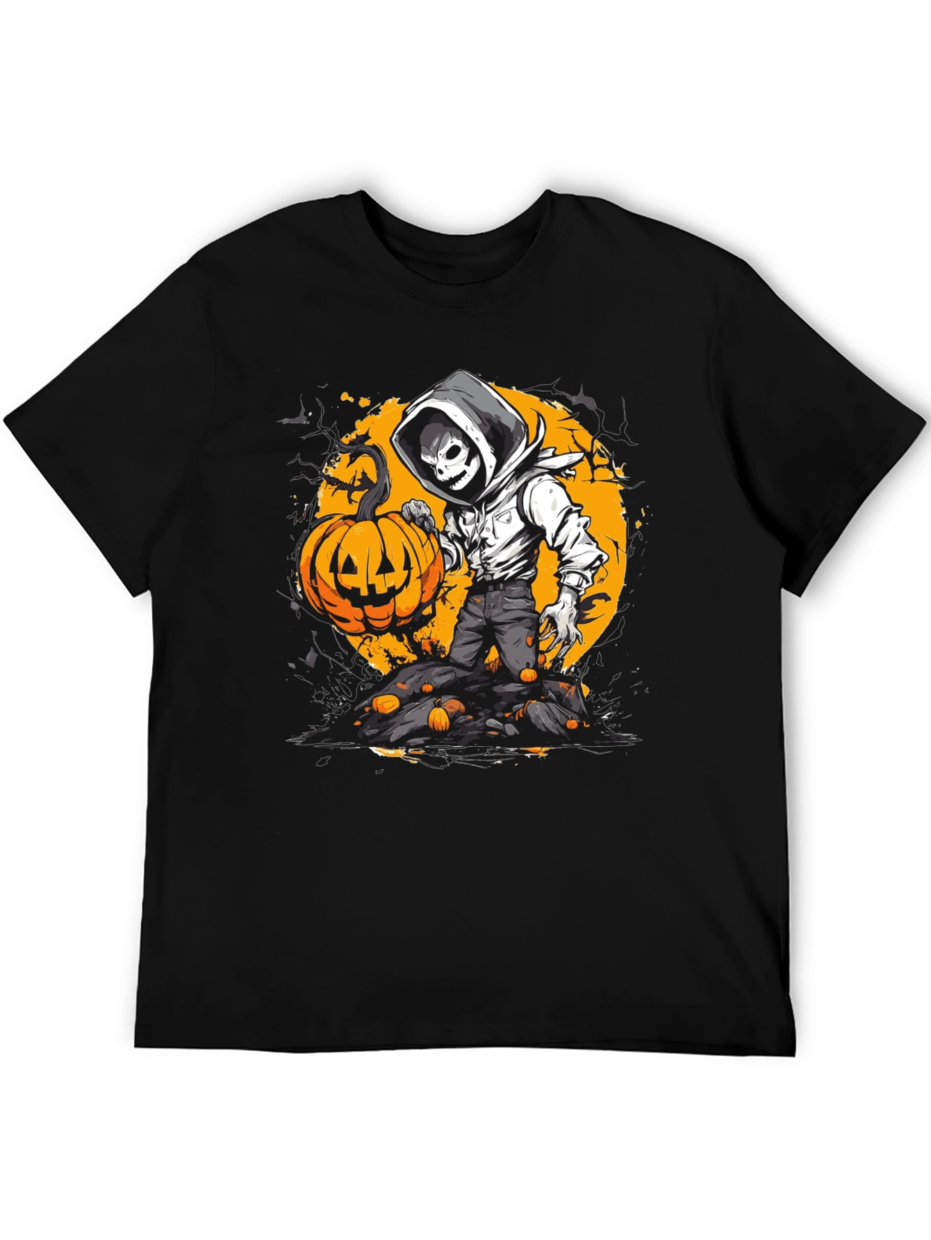 Halloween Pumpkin Skeleton Graphic Tee
