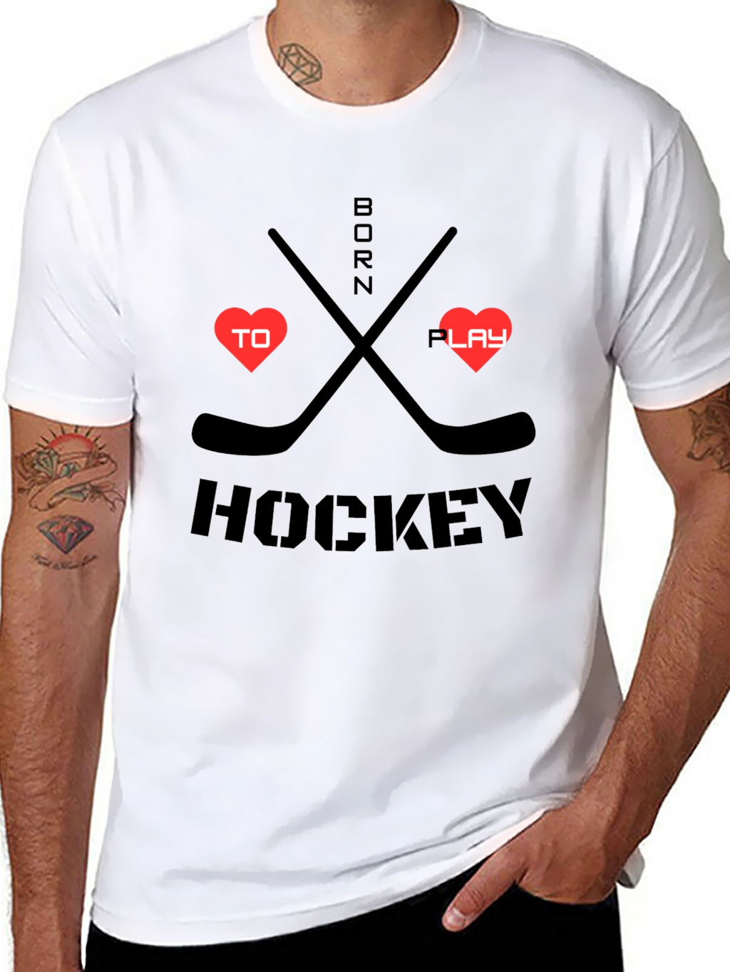 Born to Play Hockey Black Graphic T-Shirt