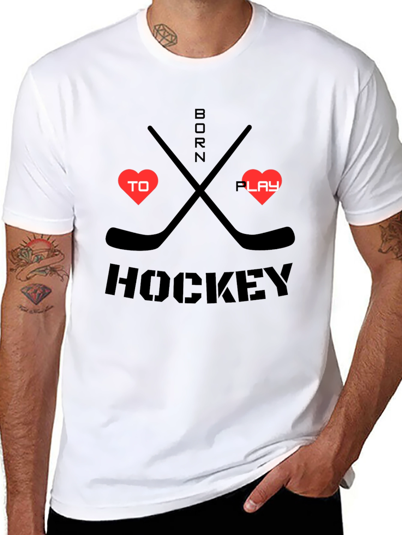 Born to Play Hockey Black Graphic T-Shirt