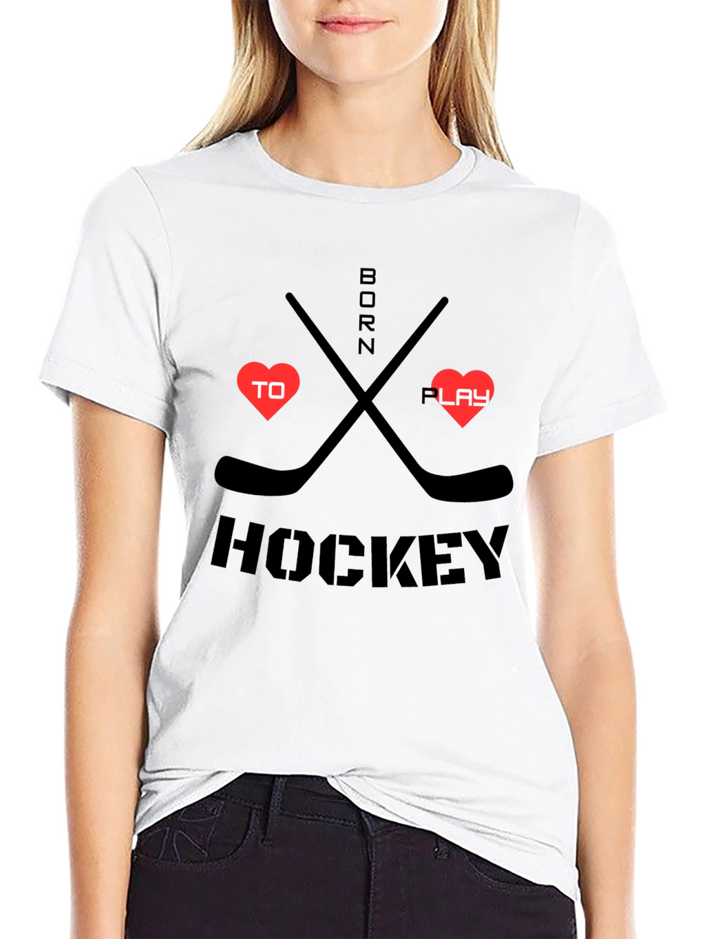 Born to Play Hockey Black Graphic T-Shirt