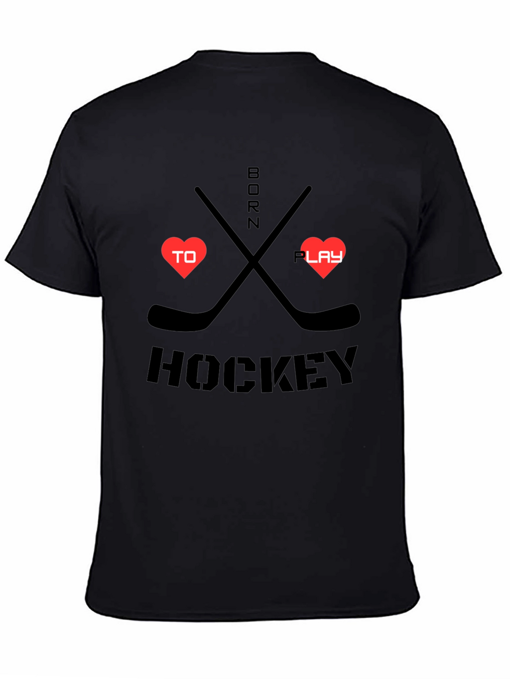 Born to Play Hockey Black Graphic T-Shirt