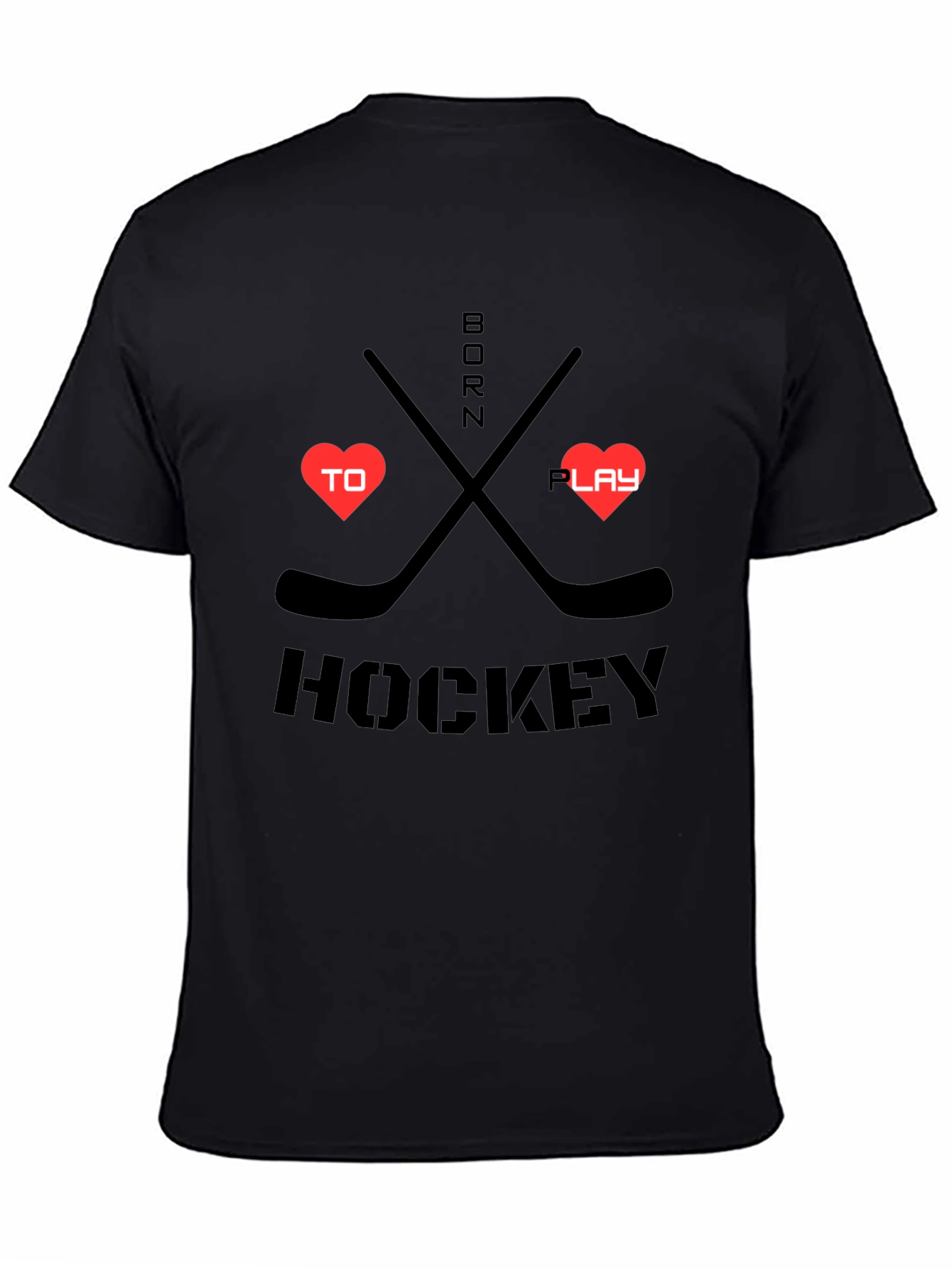 Born to Play Hockey Black Graphic T-Shirt
