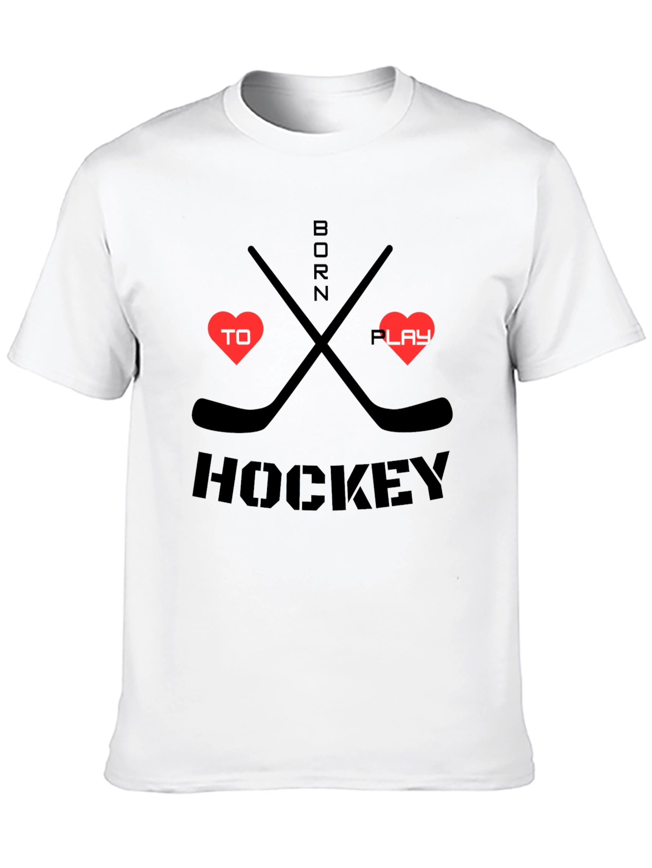 Born to Play Hockey Black Graphic T-Shirt