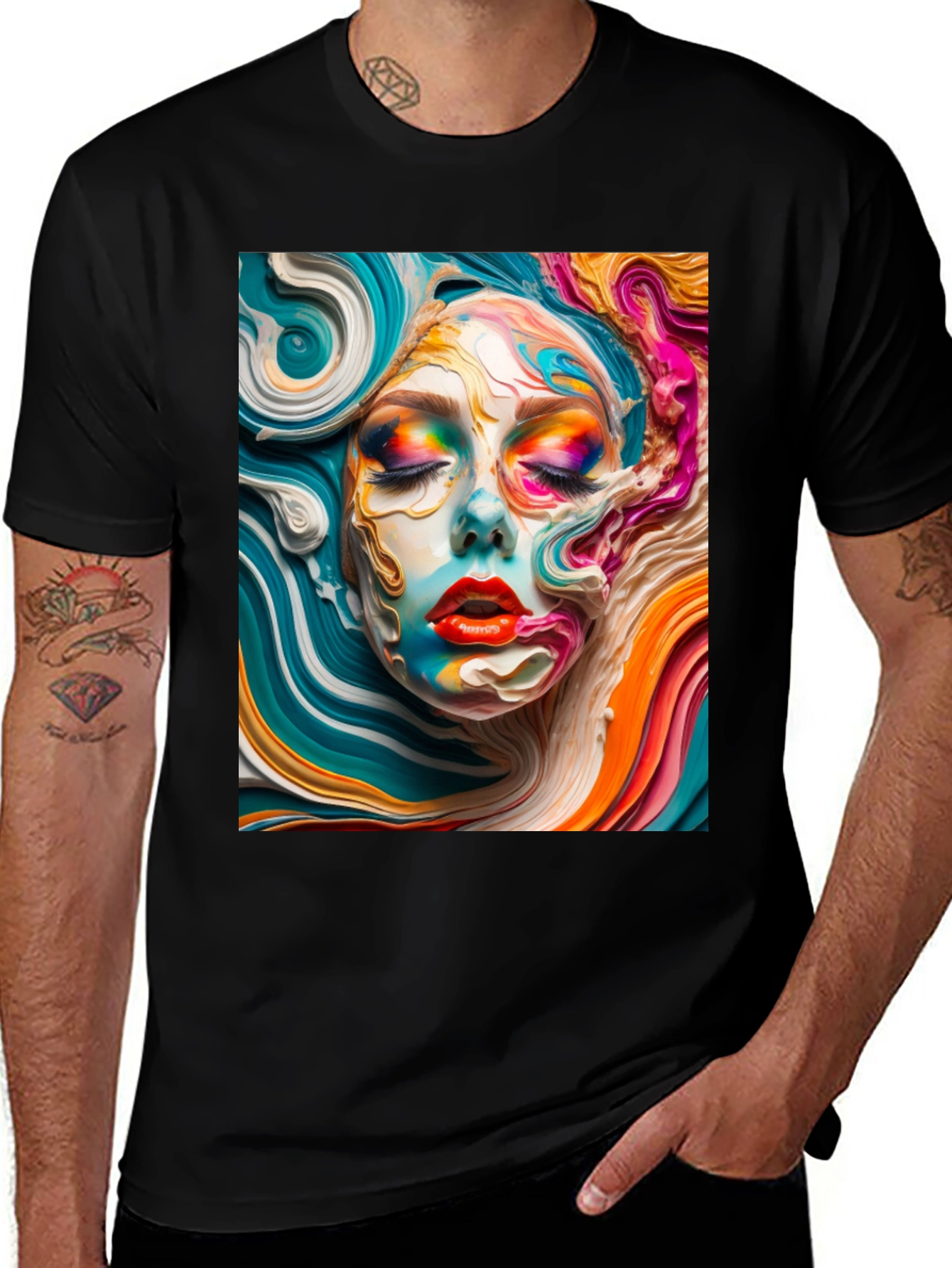 Abstract Face Graphic Tee - Artistic Unisex T-Shirt