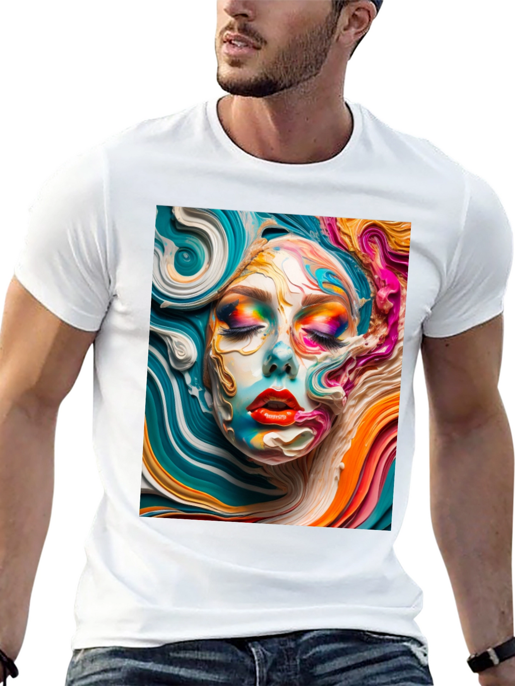 Abstract Face Graphic Tee - Artistic Unisex T-Shirt