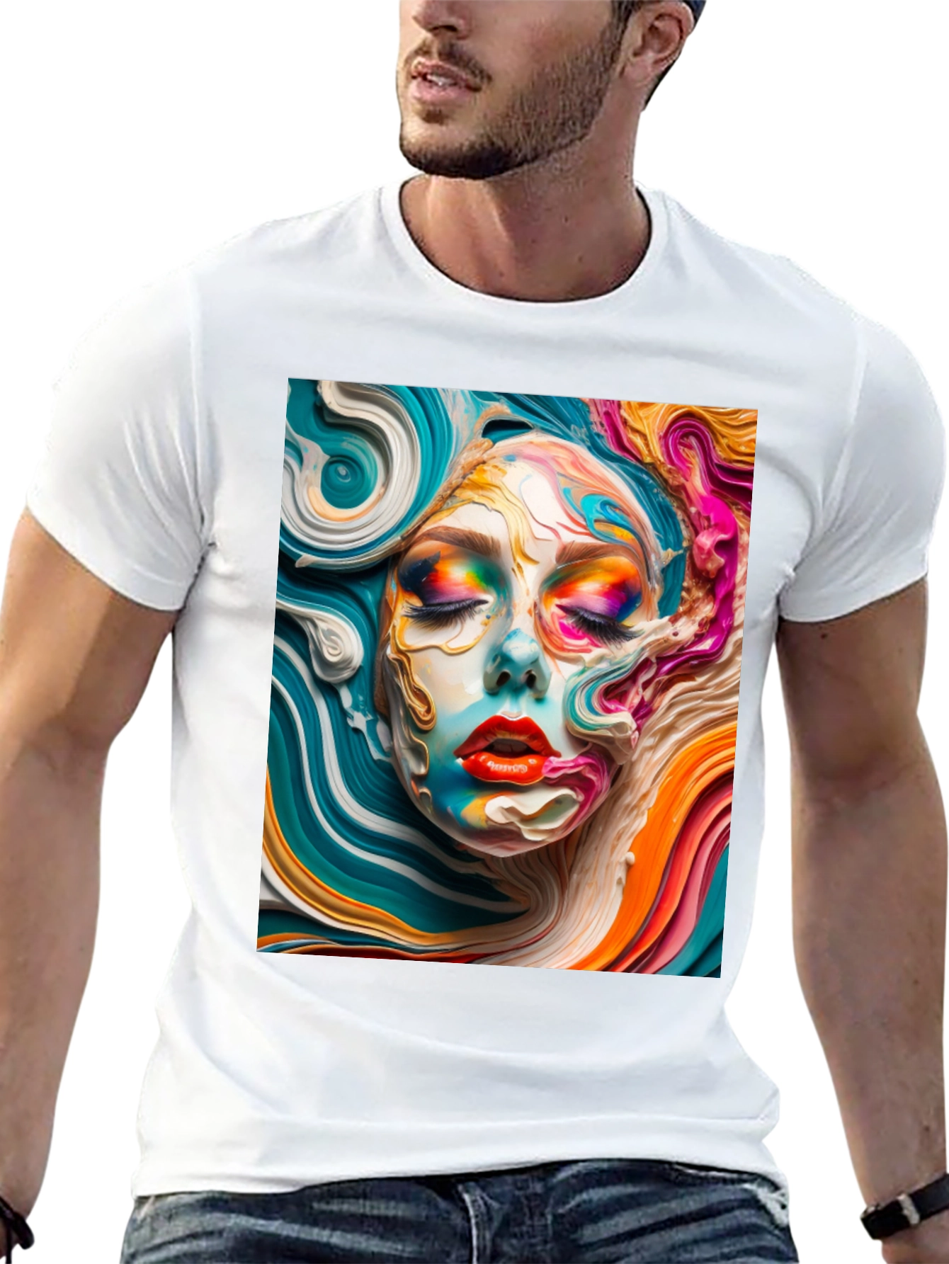 Abstract Face Graphic Tee - Artistic Unisex T-Shirt