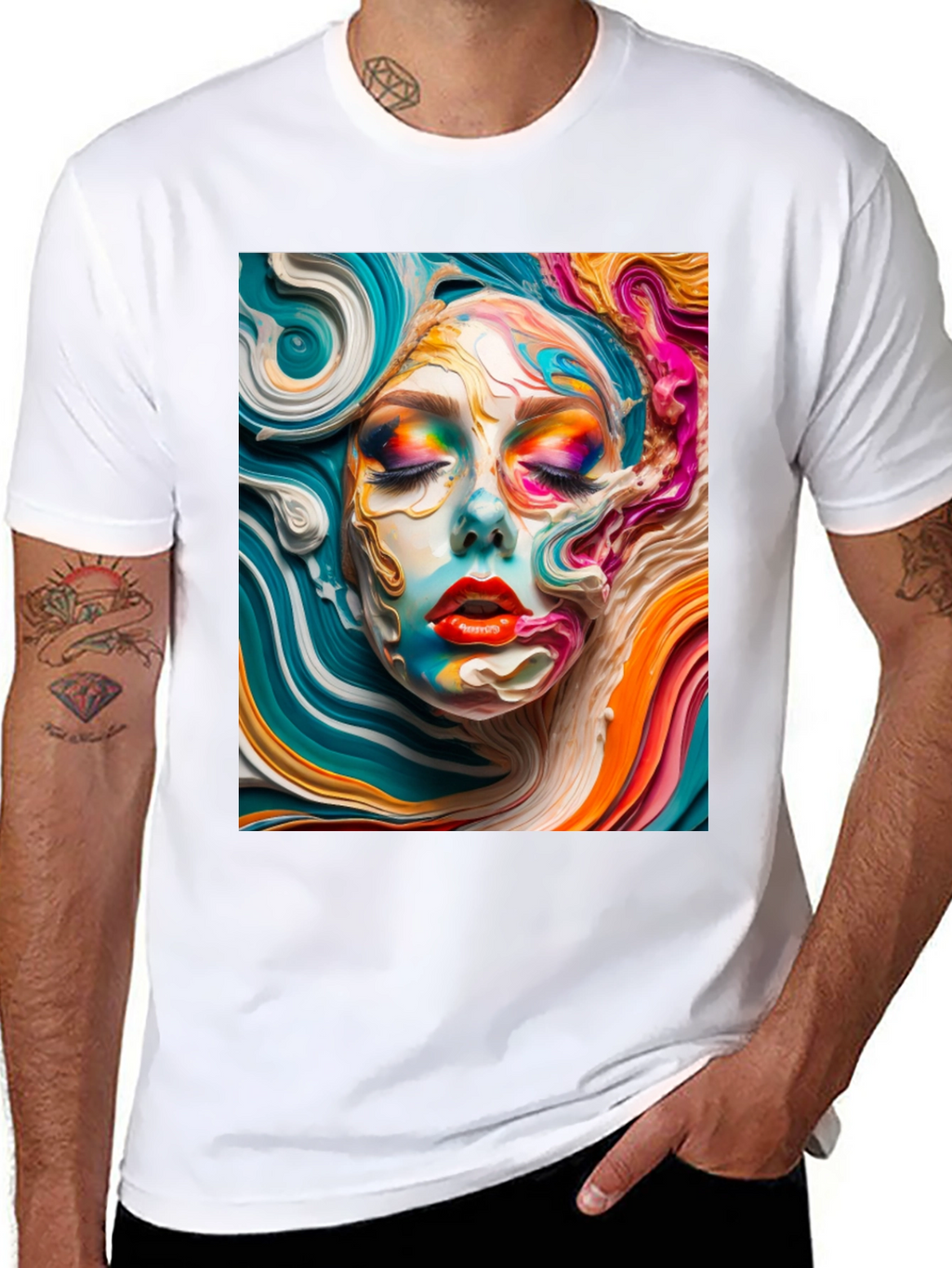 Abstract Face Graphic Tee - Artistic Unisex T-Shirt