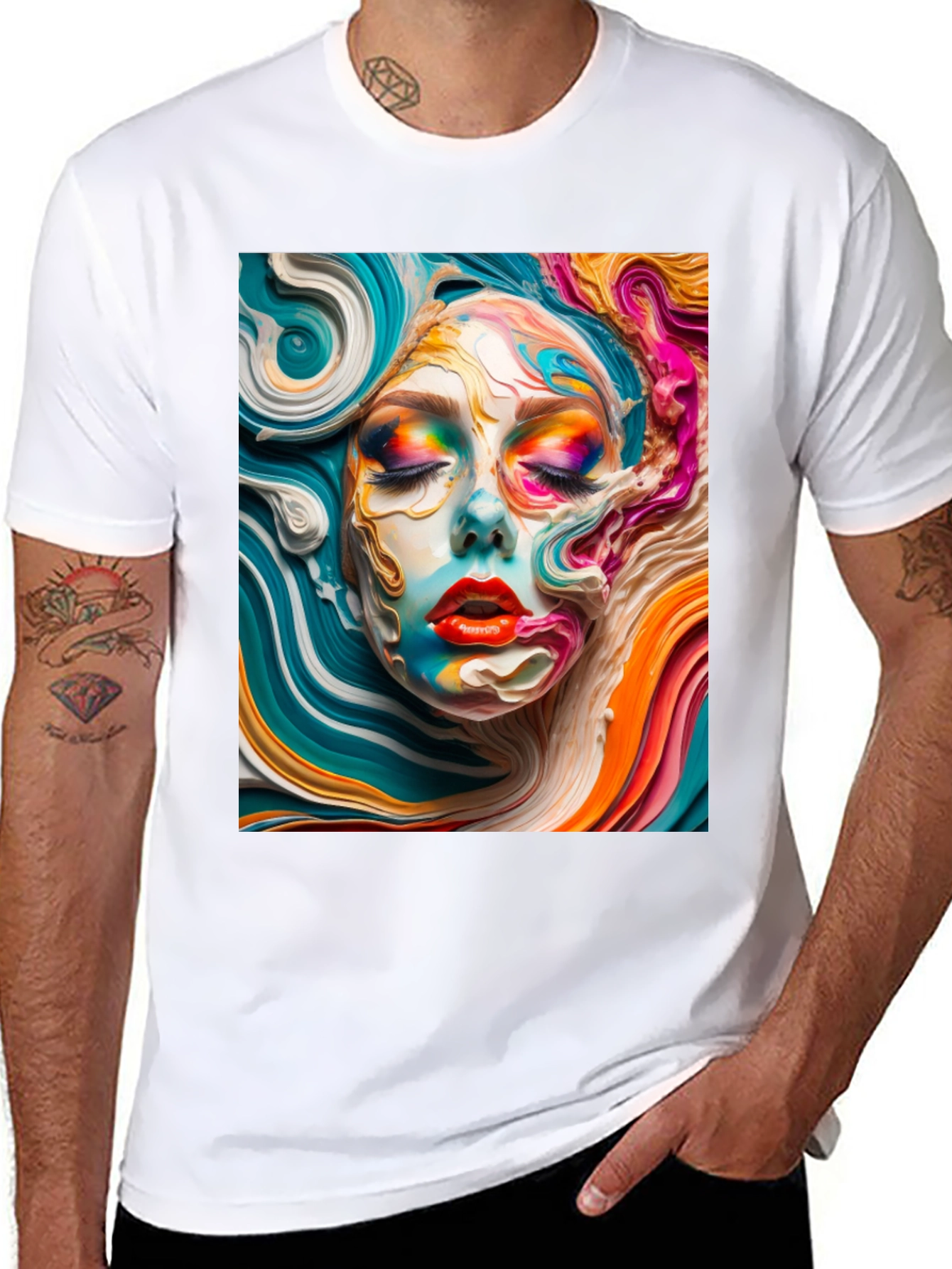 Abstract Face Graphic Tee - Artistic Unisex T-Shirt