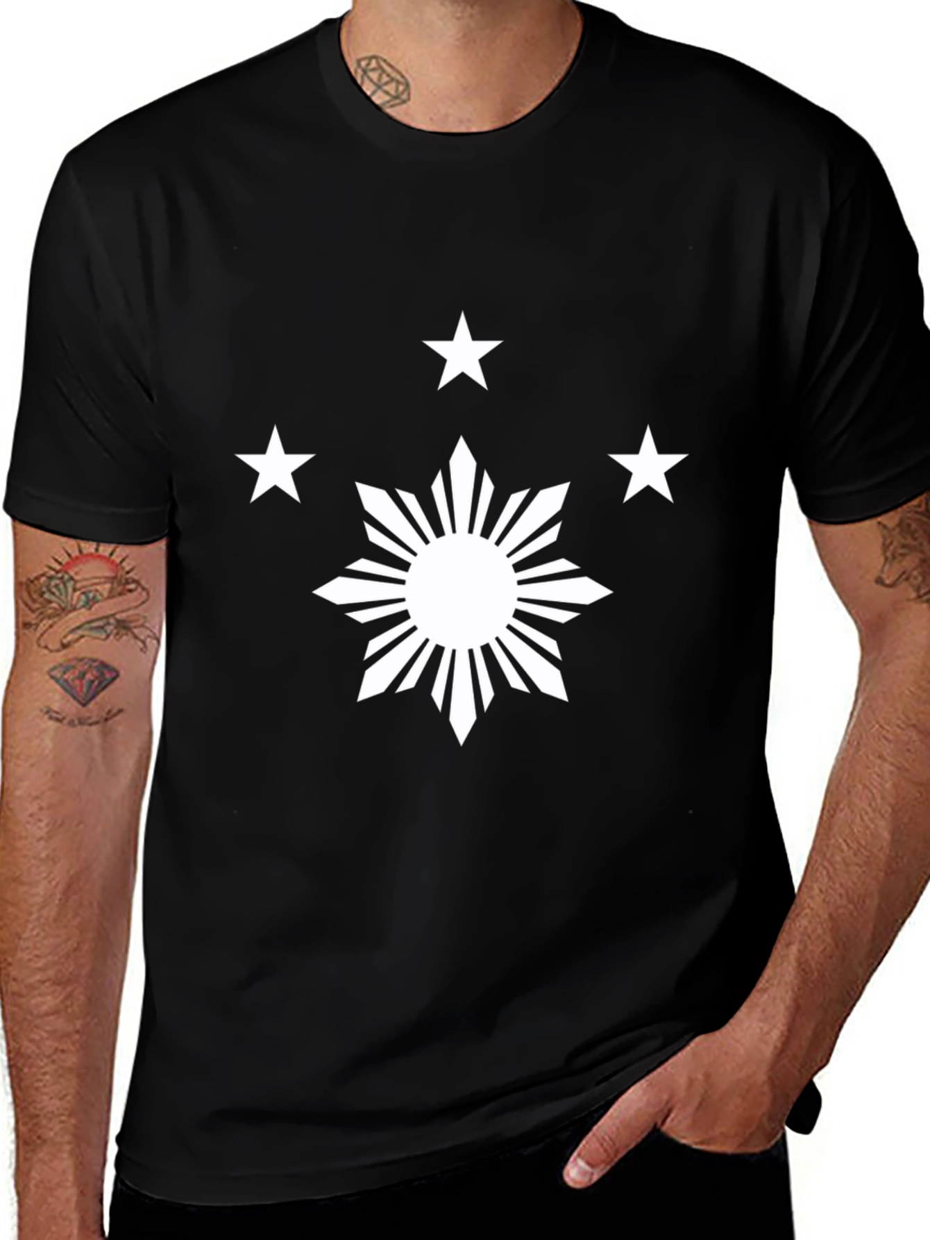 Philippine Sun & Stars Black Graphic Tee