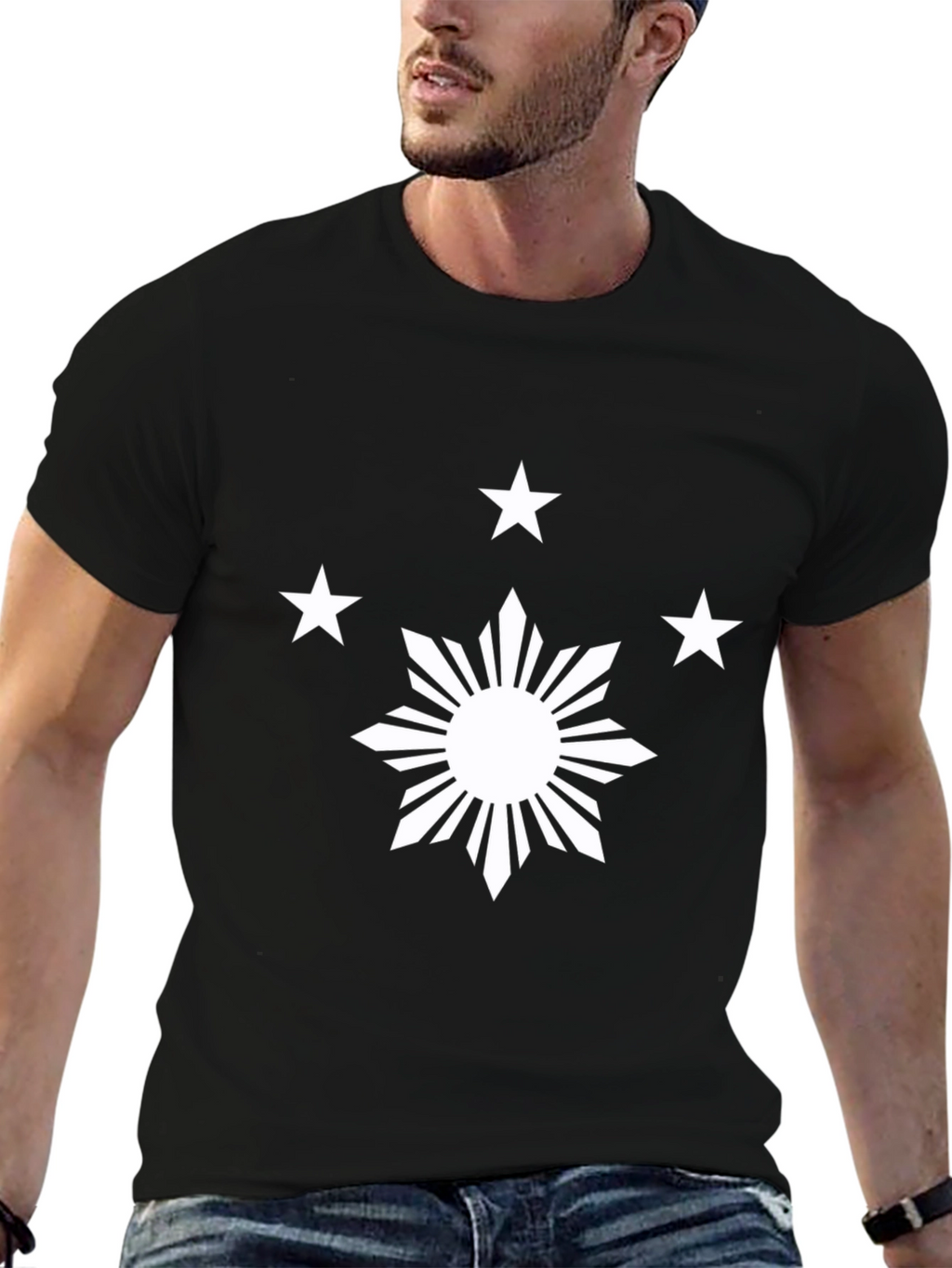 Philippine Sun & Stars Black Graphic Tee