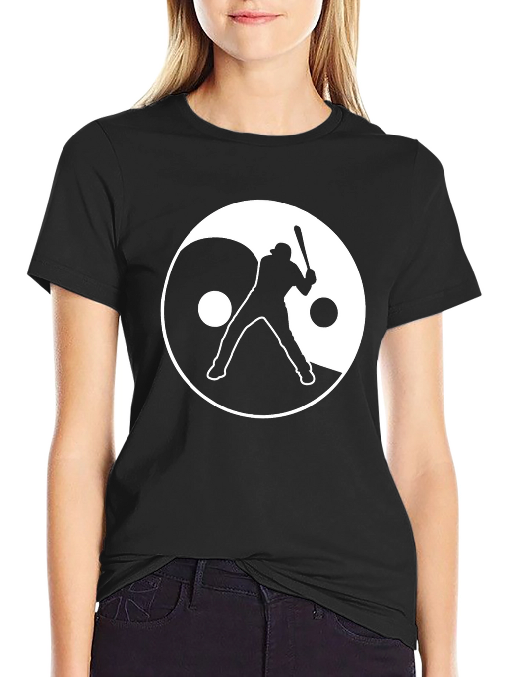 Yin Yang Baseball Graphic Tee - Black