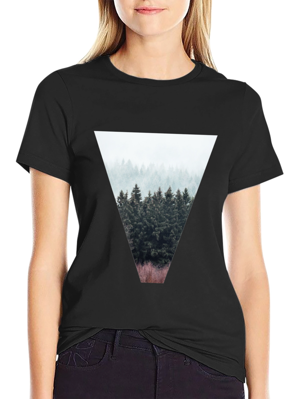Nature Triangle Graphic T-Shirt - Black