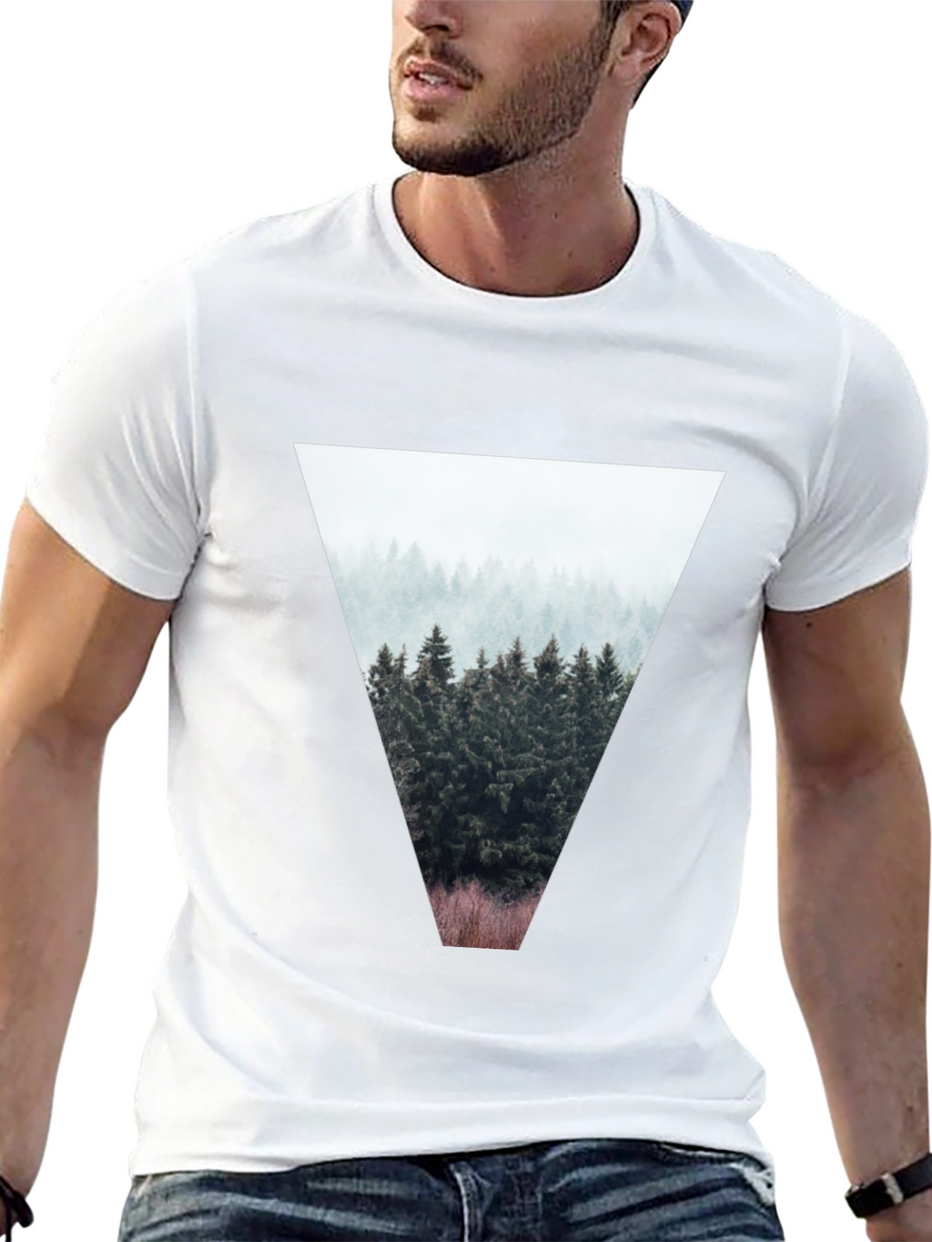 Nature Triangle Graphic T-Shirt - Black