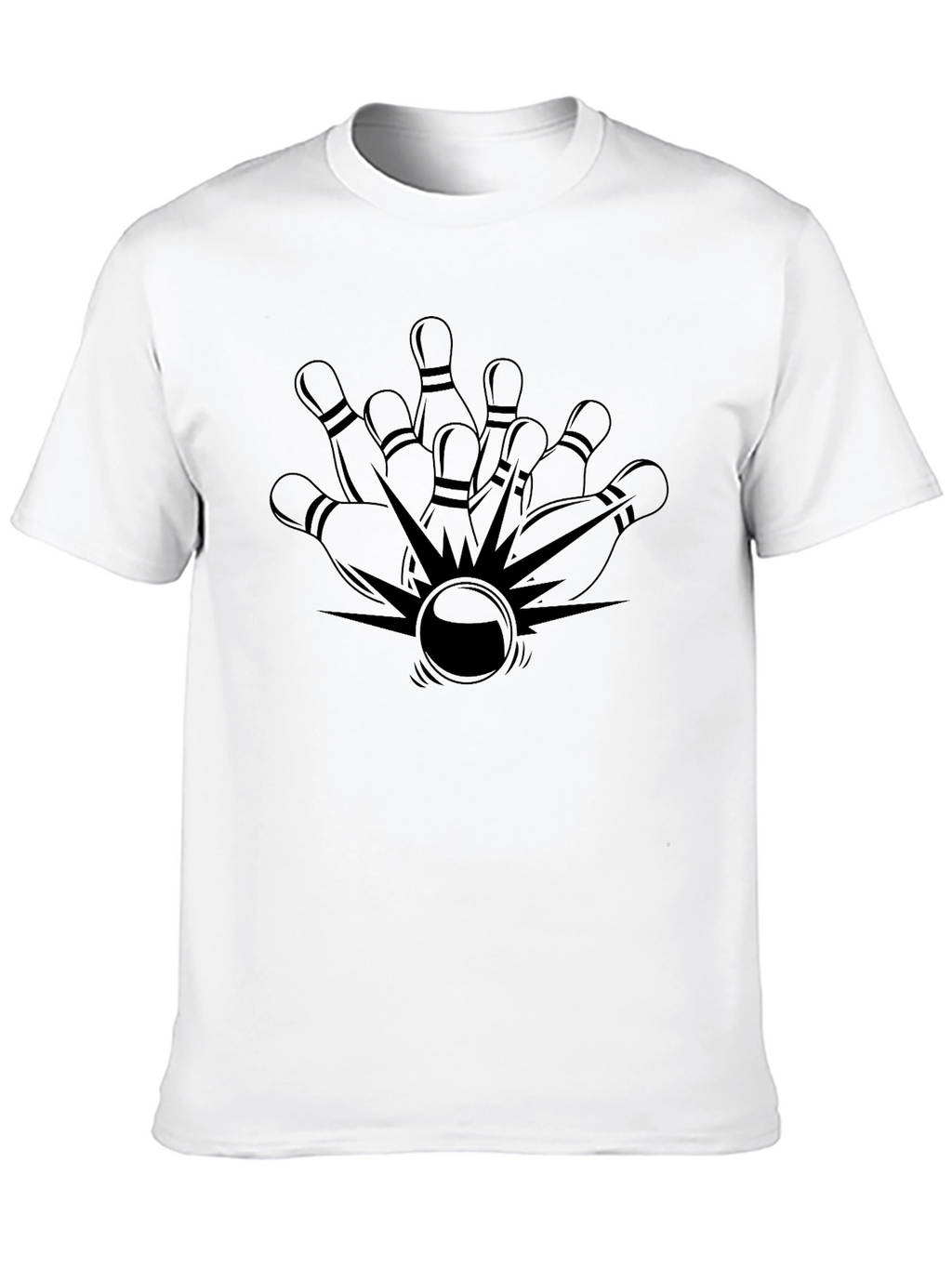 Bowling Strike Graphic Tee - Black Cotton Comfort