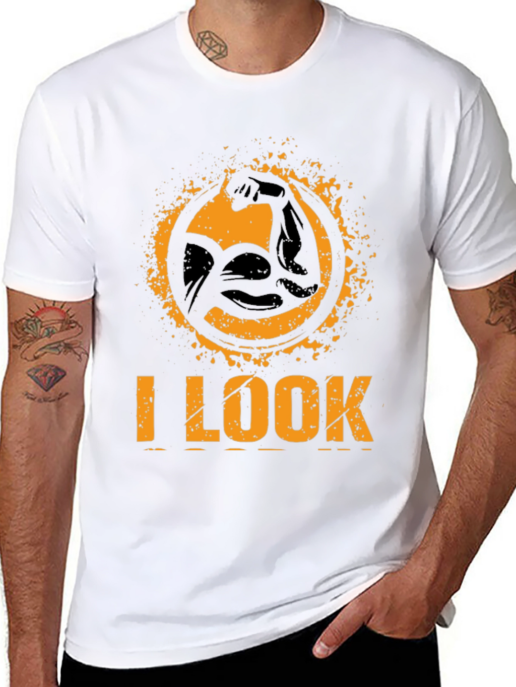 I LOOK STRONG Black Graphic T-Shirt