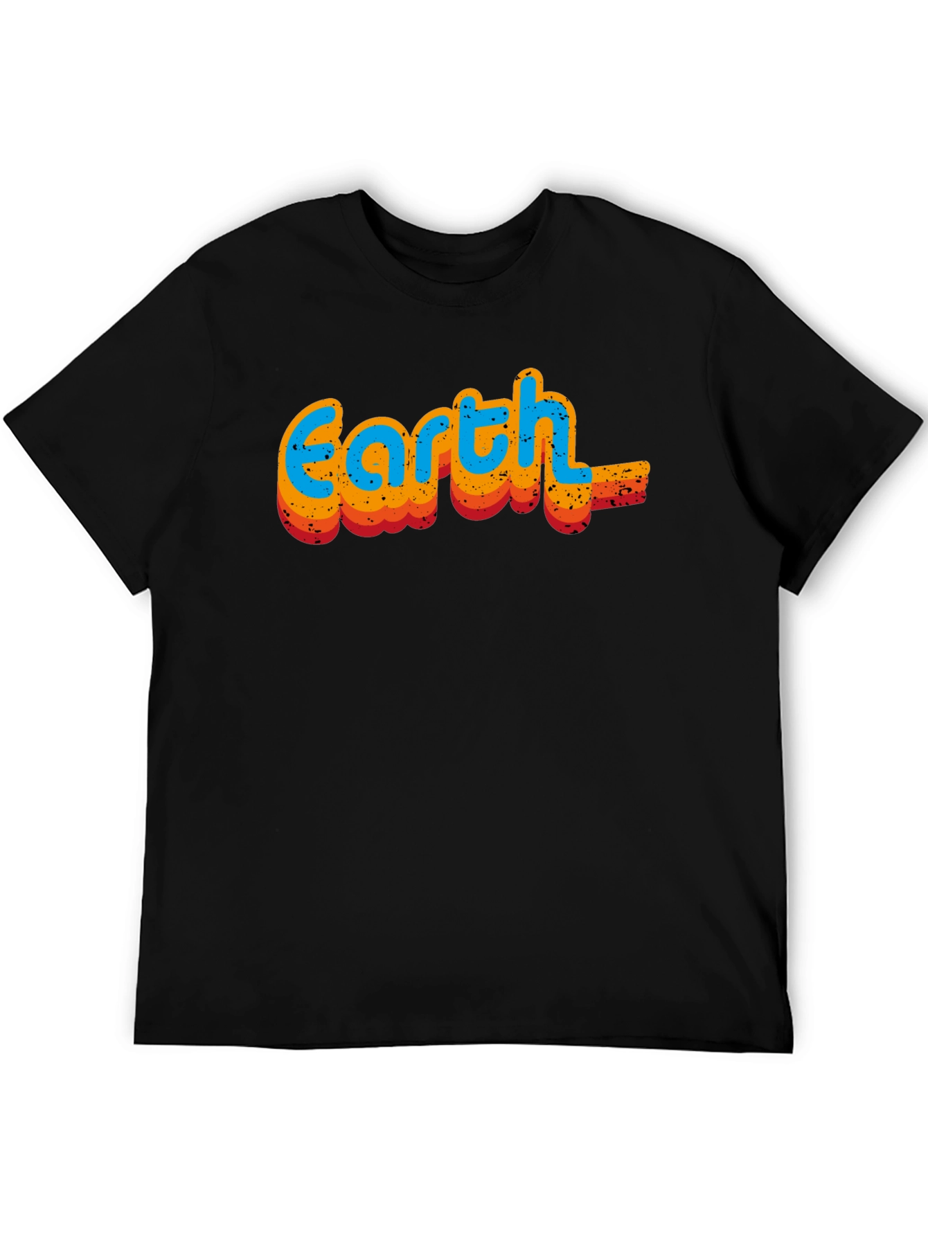 Retro Earth Graphic Black T-Shirt
