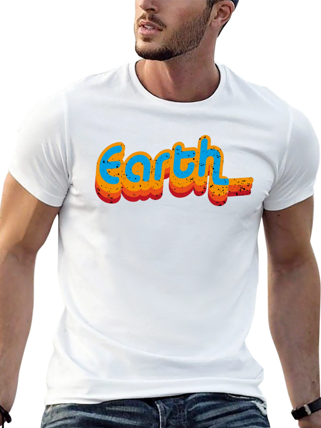 Retro Earth Graphic Black T-Shirt