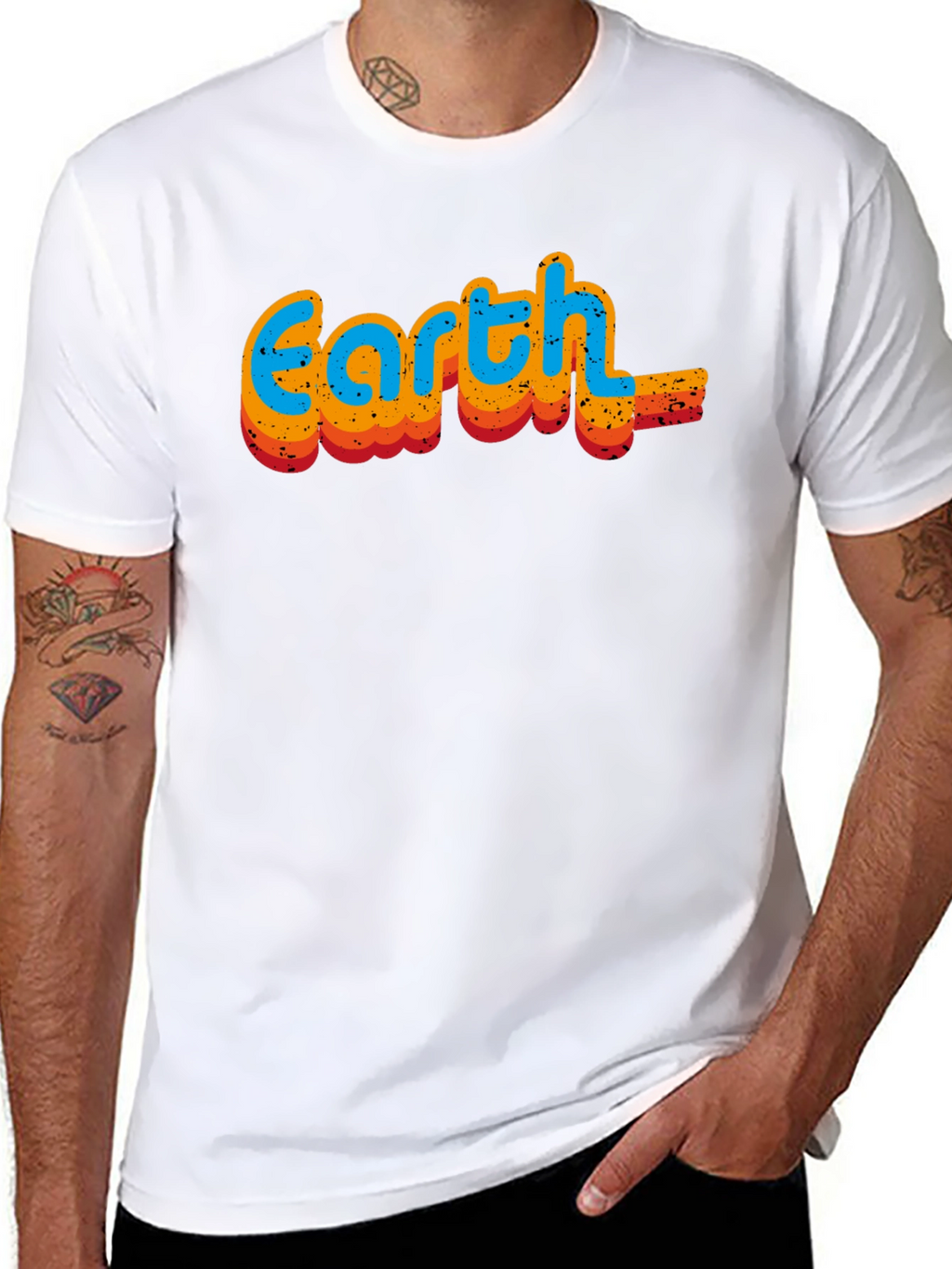 Retro Earth Graphic Black T-Shirt