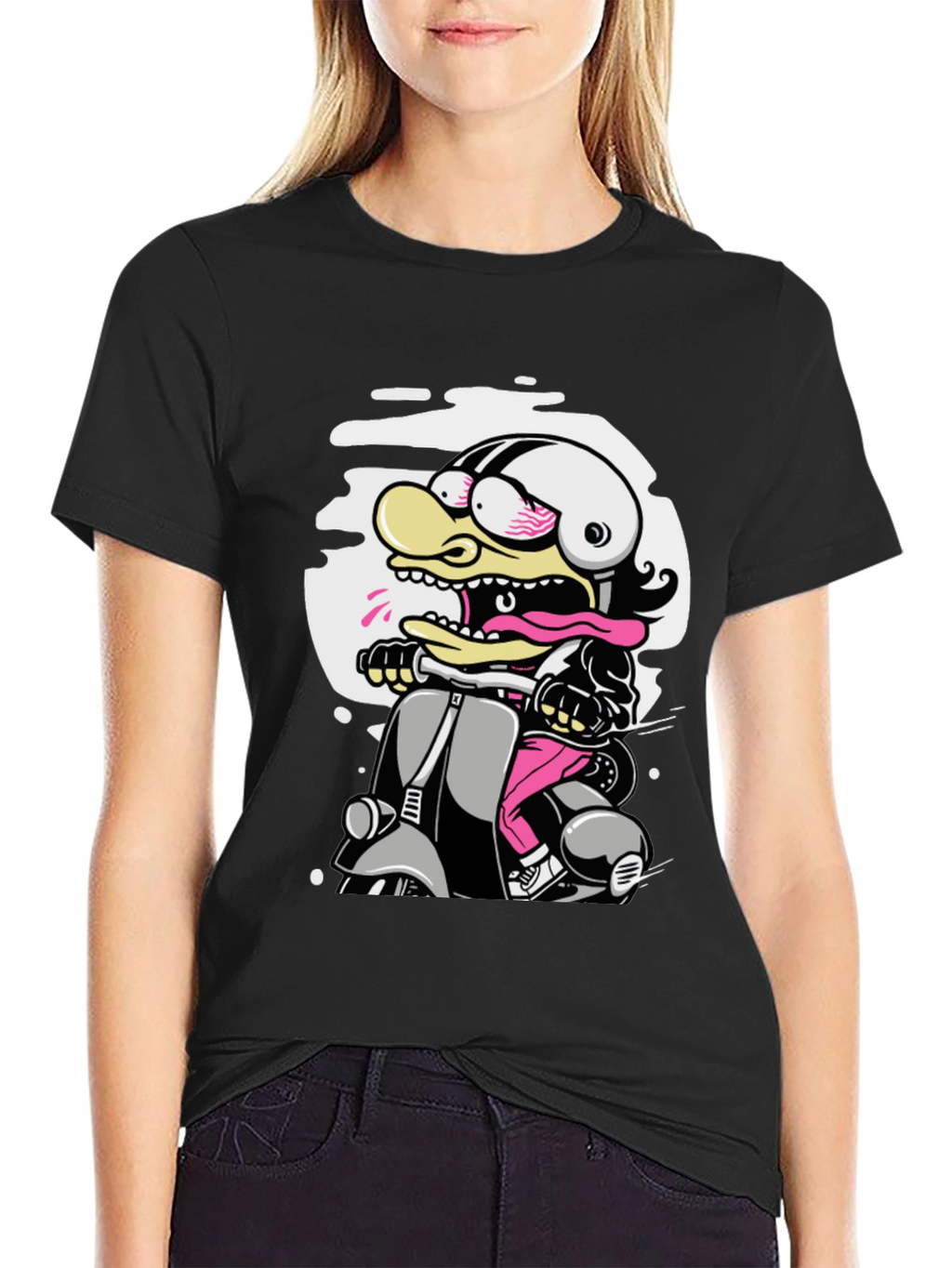 Cartoon Duck Scooter T-Shirt