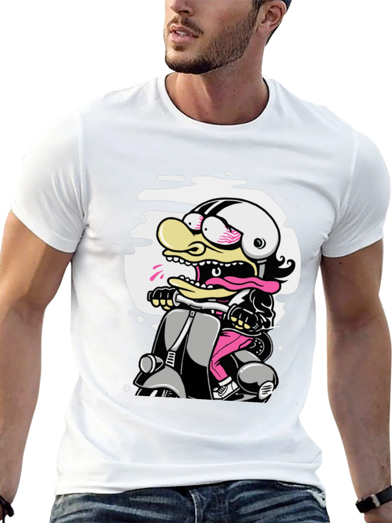 Cartoon Duck Scooter T-Shirt