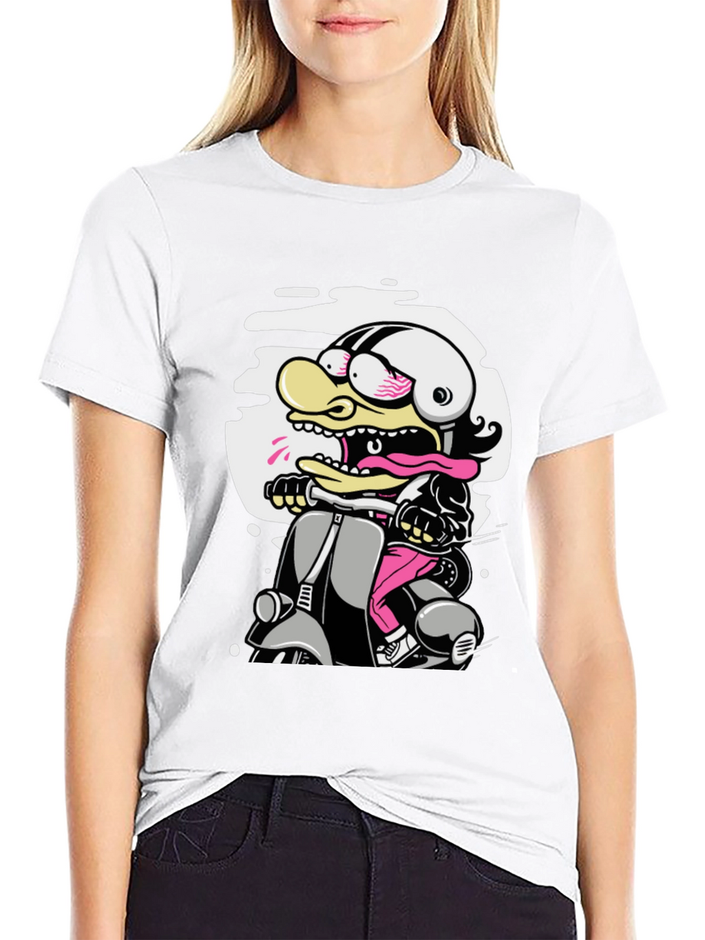 Cartoon Duck Scooter T-Shirt