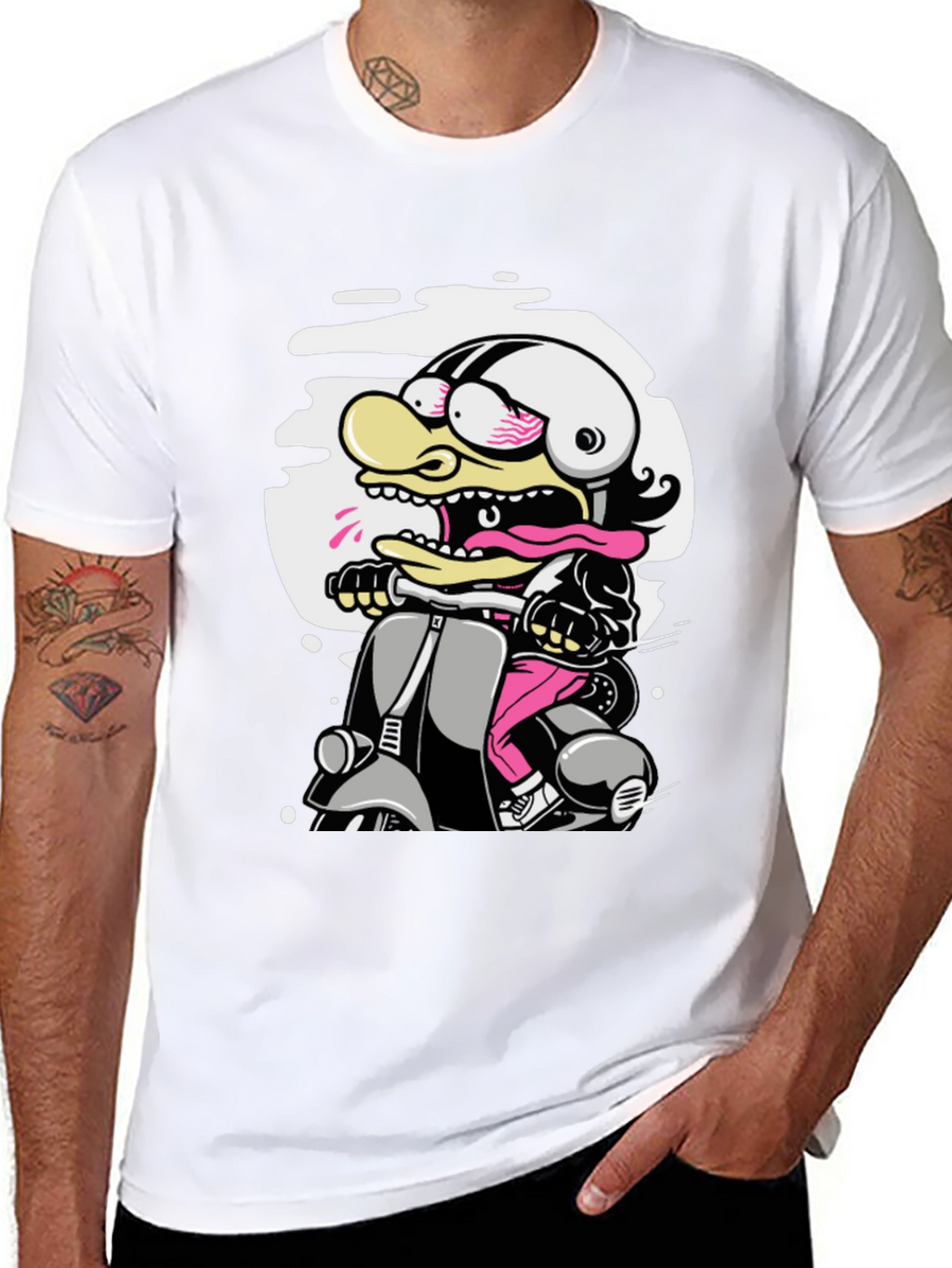 Cartoon Duck Scooter T-Shirt