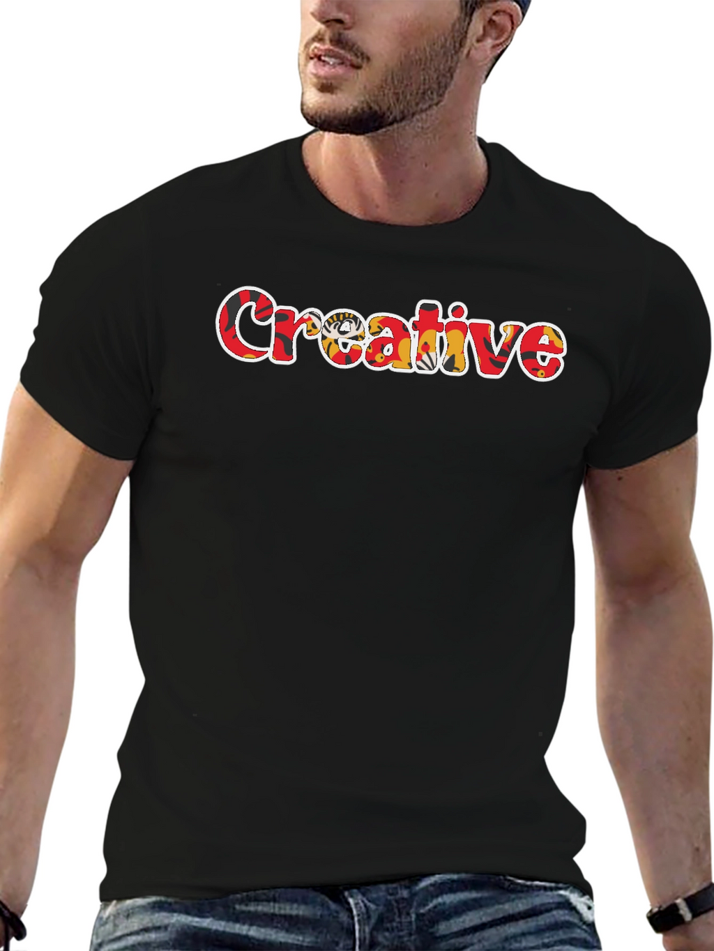 Creative Graphic Print Crew Neck T-Shirt