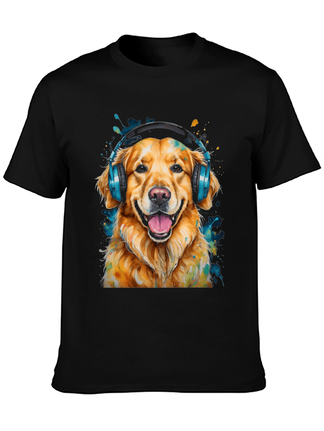 Dog with Headphones Graphic T-Shirt