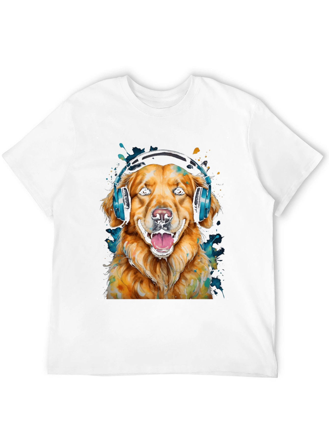 Dog with Headphones Graphic T-Shirt