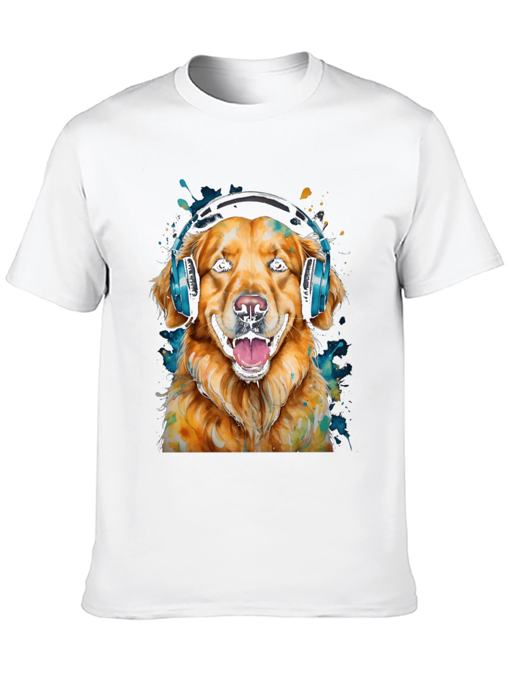 Dog with Headphones Graphic T-Shirt