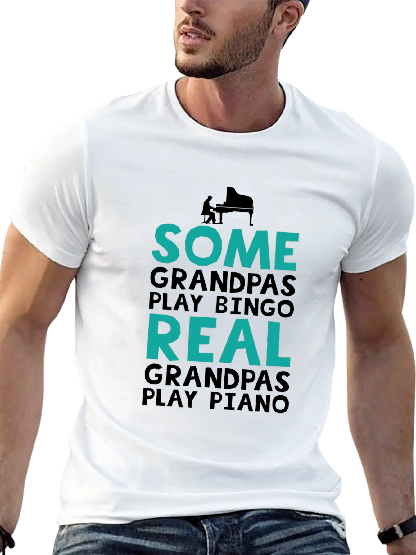 Real Grandpas Play Piano Graphic Tee