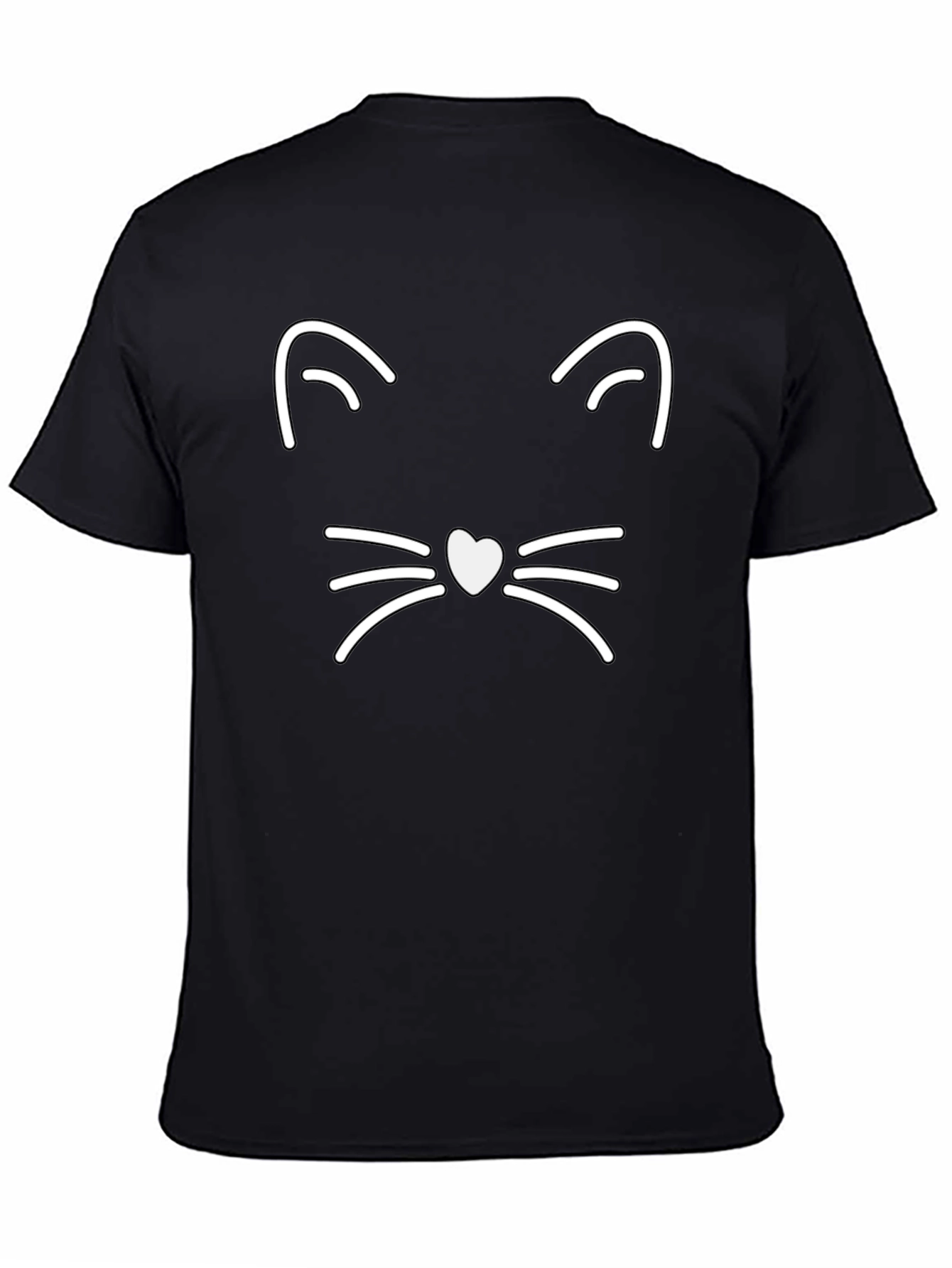 Cool Cat Face Graphic Tee - Black