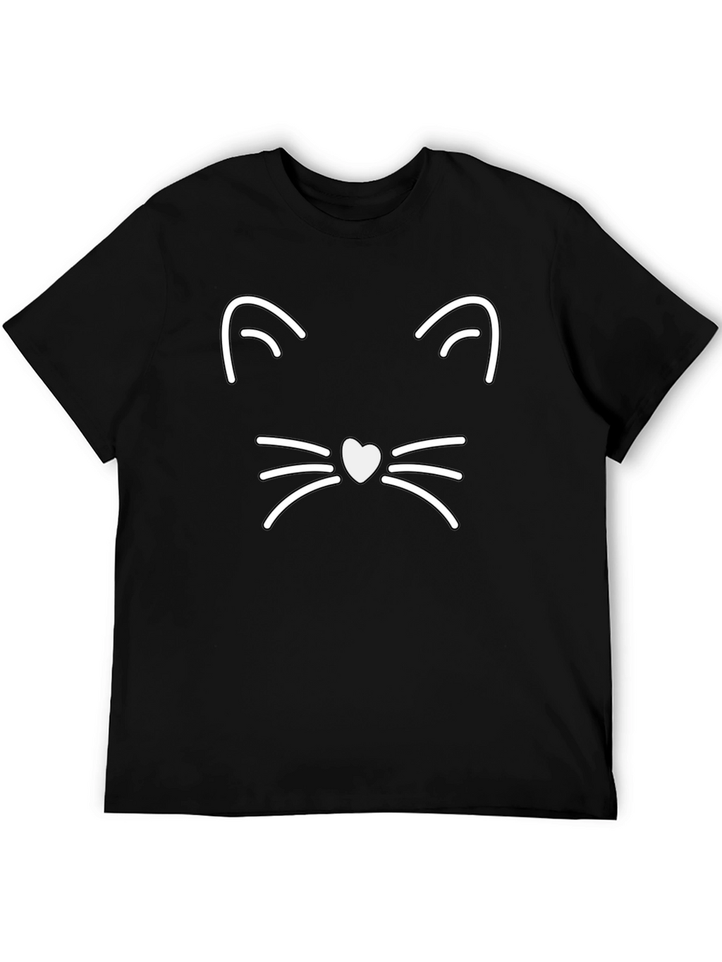 Cool Cat Face Graphic Tee - Black