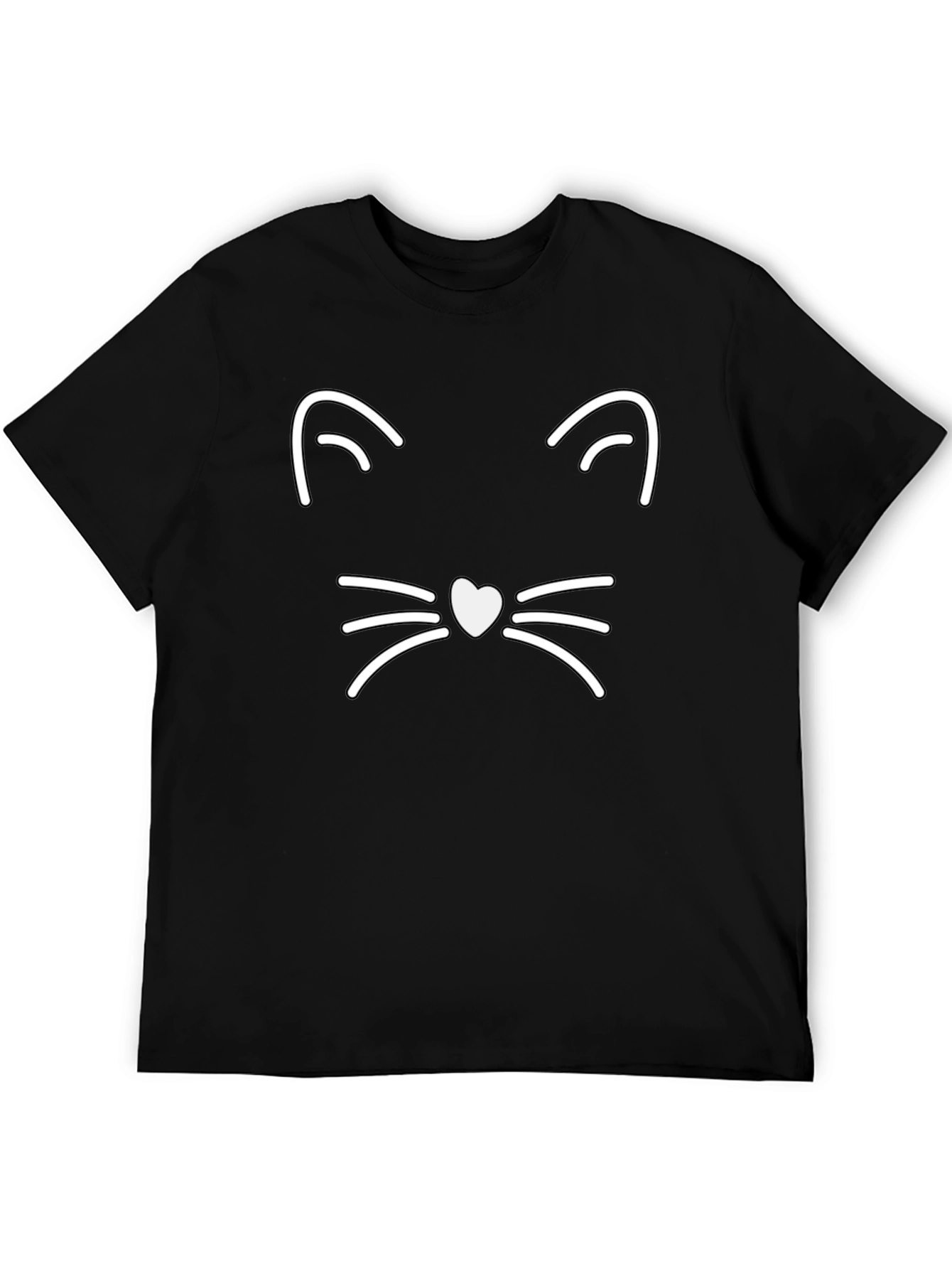 Cool Cat Face Graphic Tee - Black